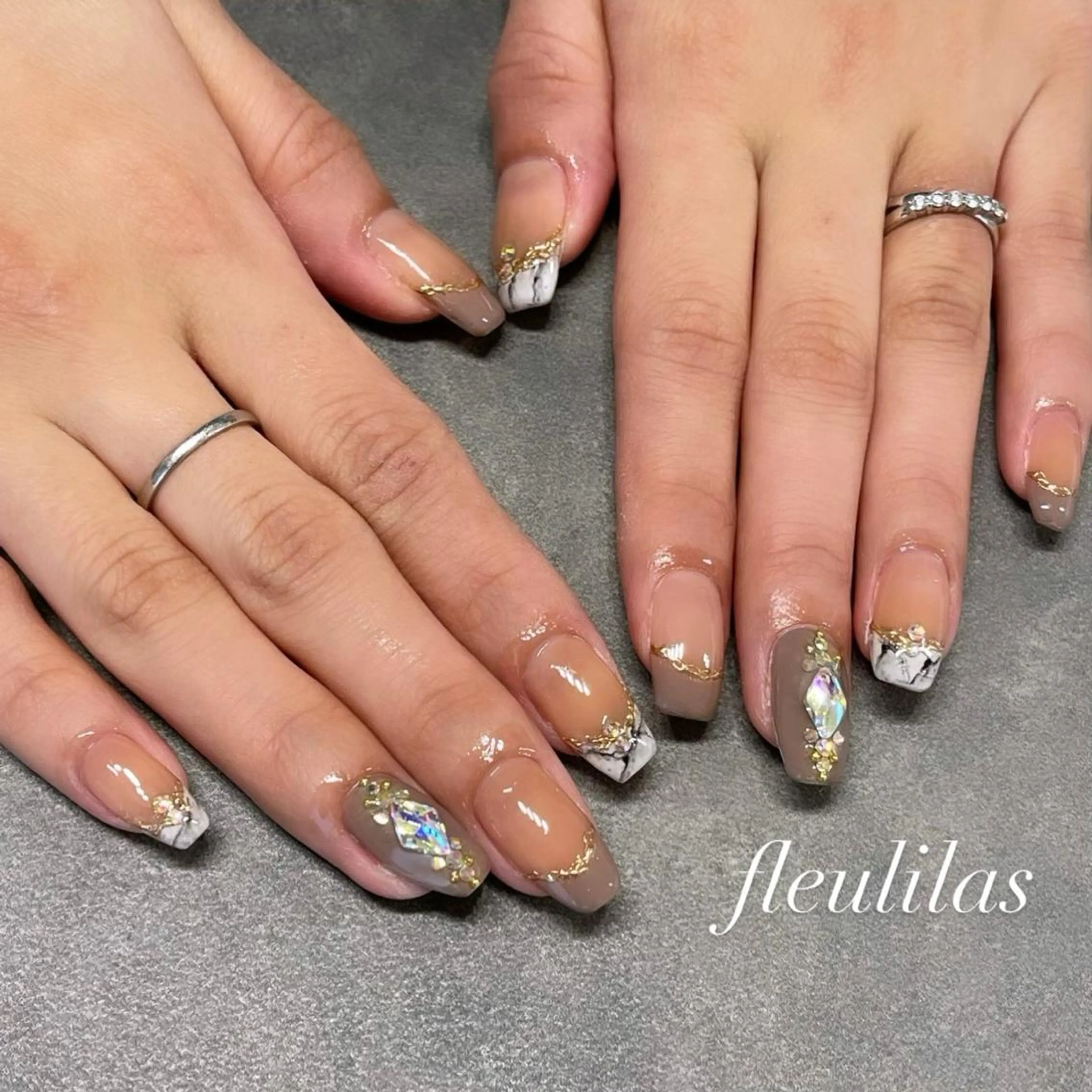 ネイル フレンチネイル 大理石ネイル(マーブル) 持ち込み fleulilas 松葉のその他イメージ