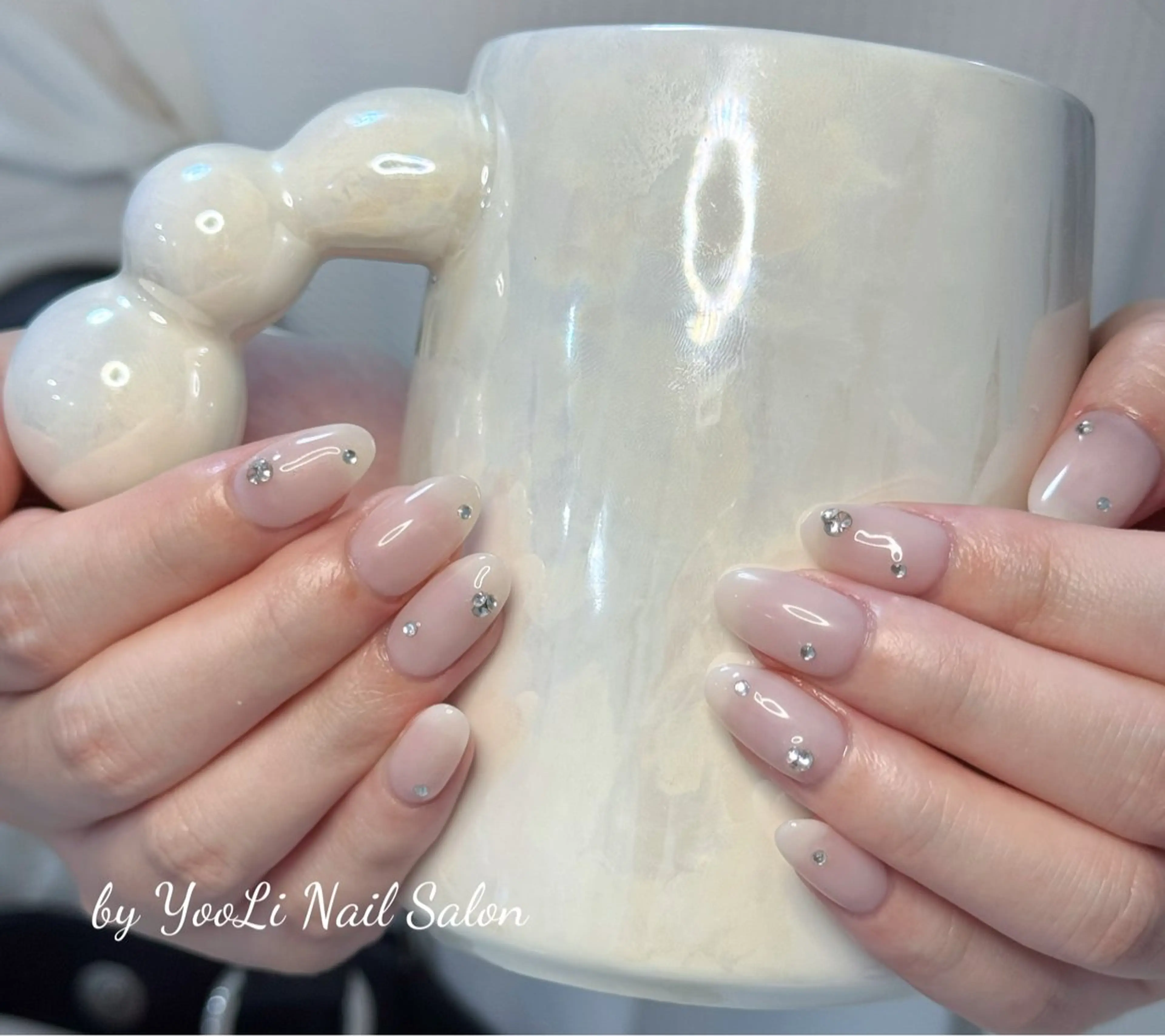 ネイル アートネイル オーロラネイル チークネイル フレンチネイル ガラスフレンチ ハンドネイル 🎀🎀YooLi Nail Salonのネイルデザイン