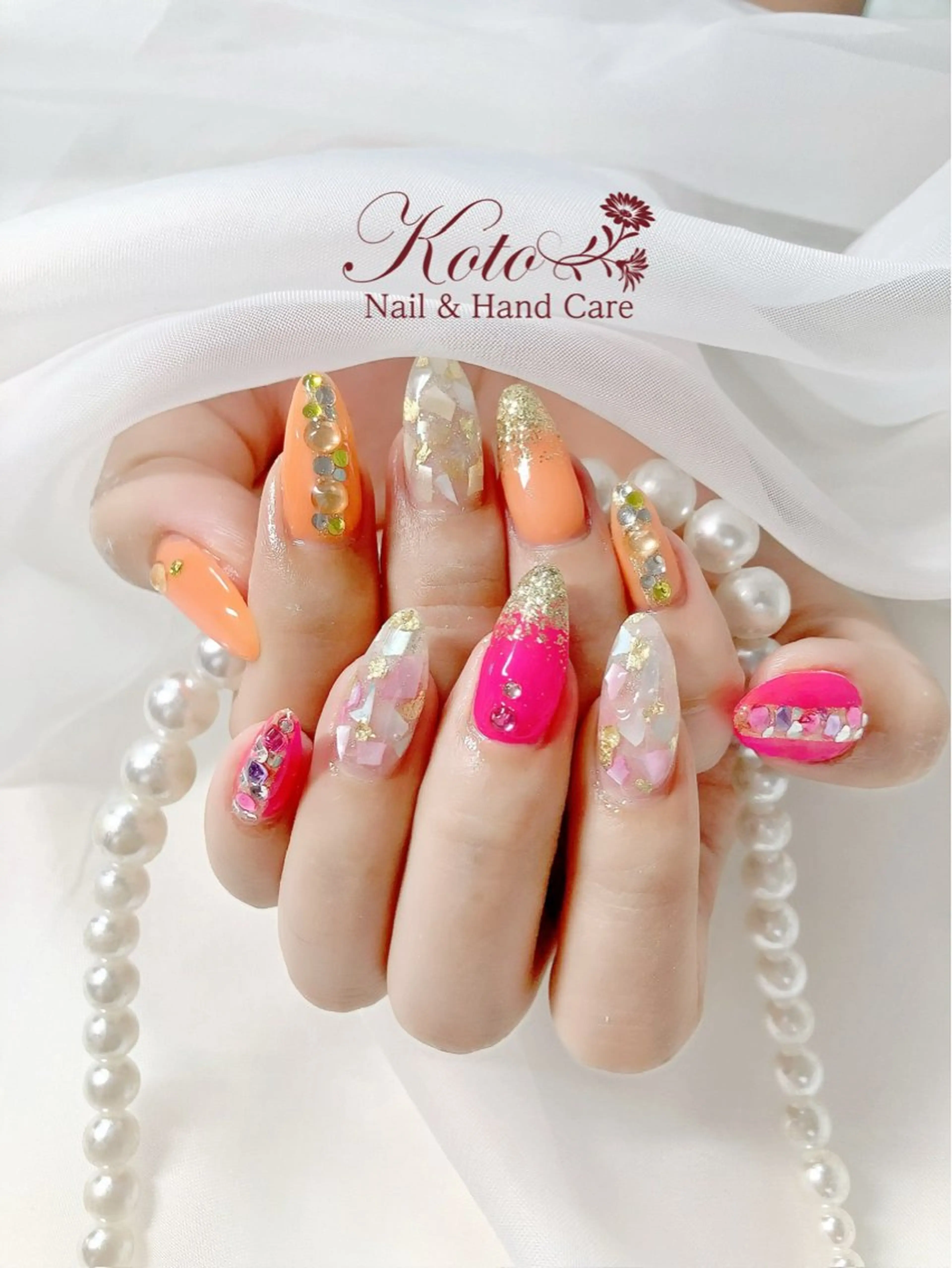 ネイル 長さ出し ジェルネイル 持ち込み ニュアンスネイル 赤色 ハンドネイル Nail Salon KOTOのネイルデザイン