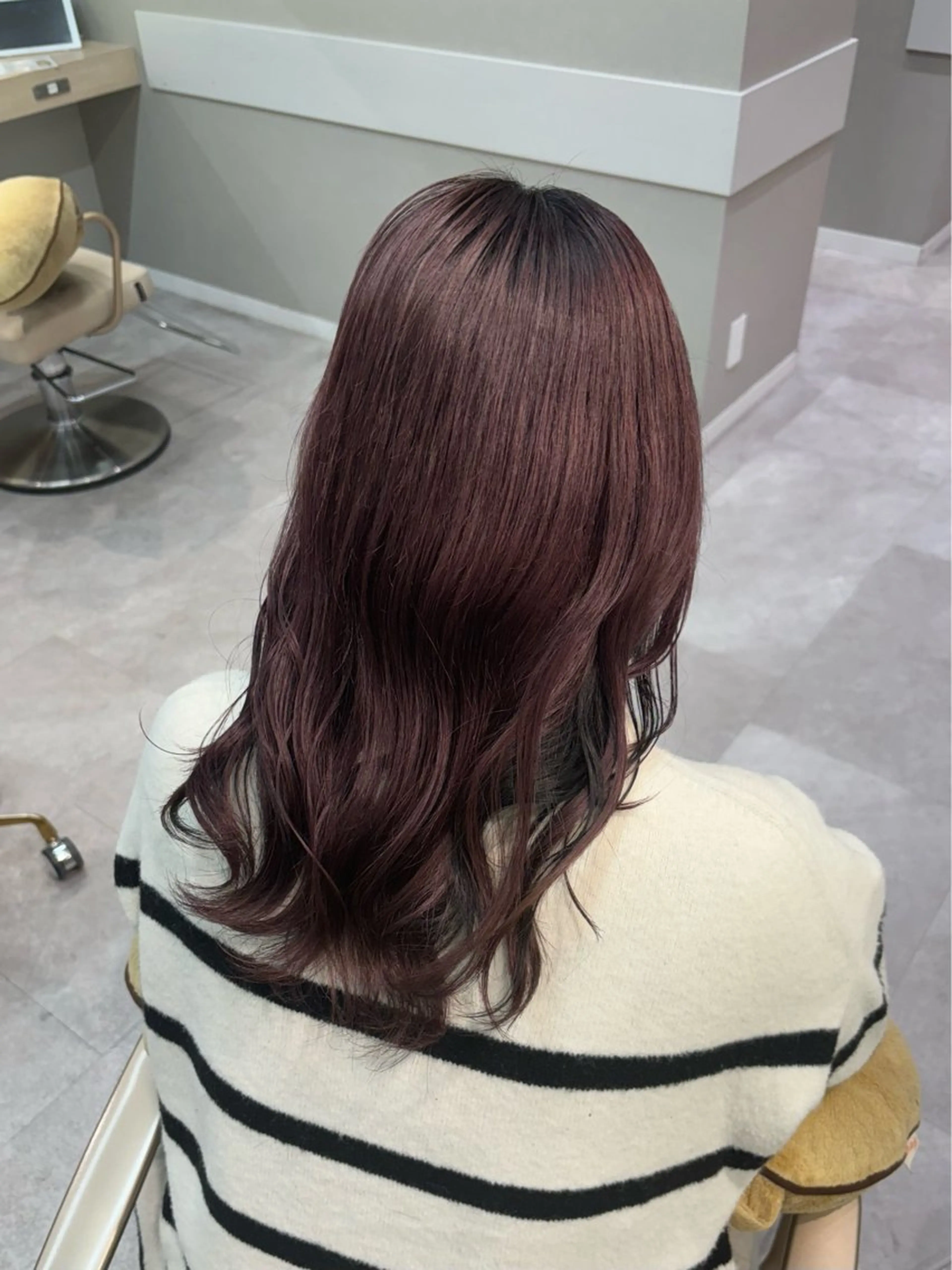 セミロング カラー ブリーチ ブラウンカラー ダブルカラー ラベンダーカラー ラベンダーブラウン ヘアカラー パーマ、ダブル カラー、上野星也のヘアスタイル