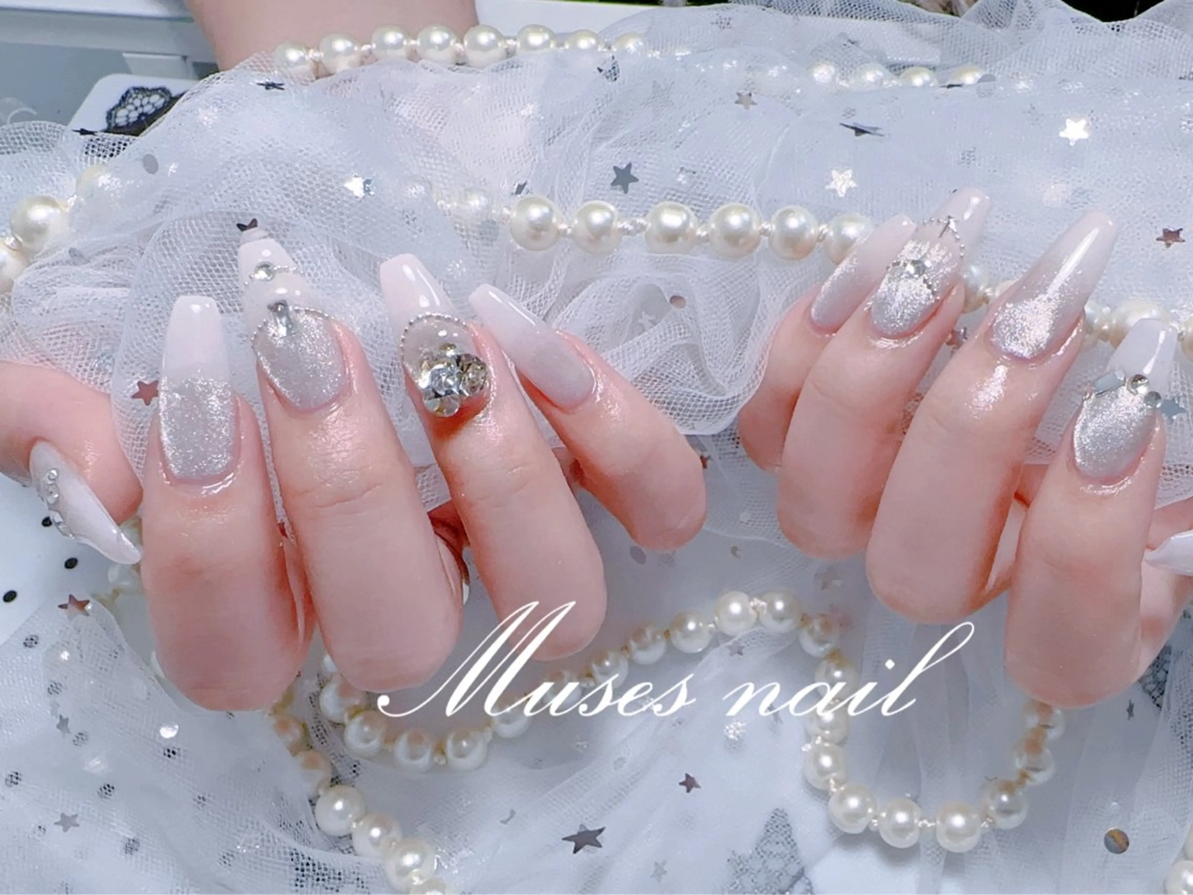 ネイル オーロラネイル チークネイル 長さ出し フレンチネイル ジェルネイル MUSES  NAIL  SALON所属・MUSES ネイルのネイルデザイン