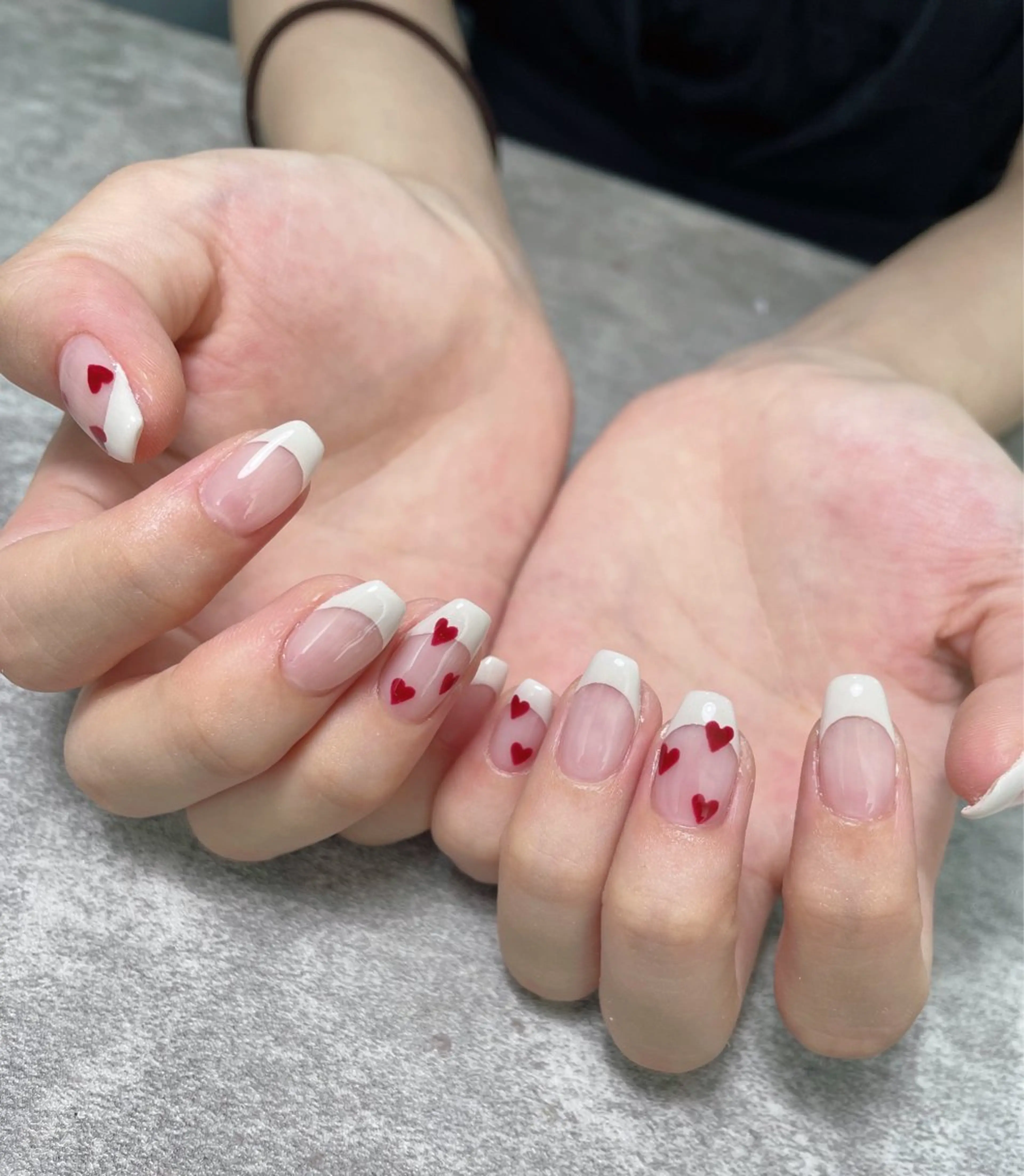 ネイル フレンチネイル ハート スクエアネイル ハンドネイル ma riのネイルデザイン