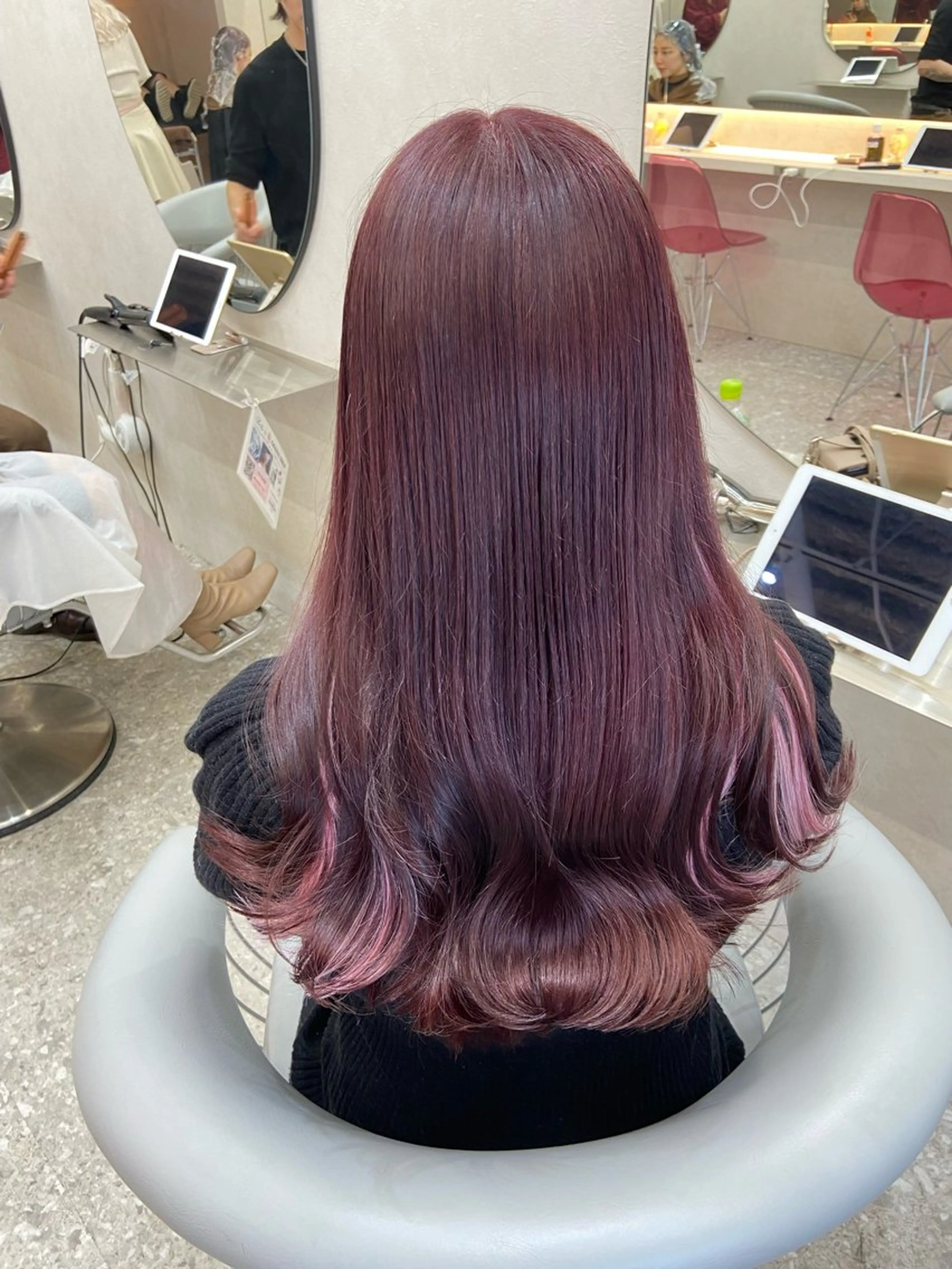 ロング カラー ブリーチ ケアブリーチ ダブルカラー インナーカラー ラベンダーカラー 新宿/韓国ヘア 中明度カラー/かやのヘアスタイル