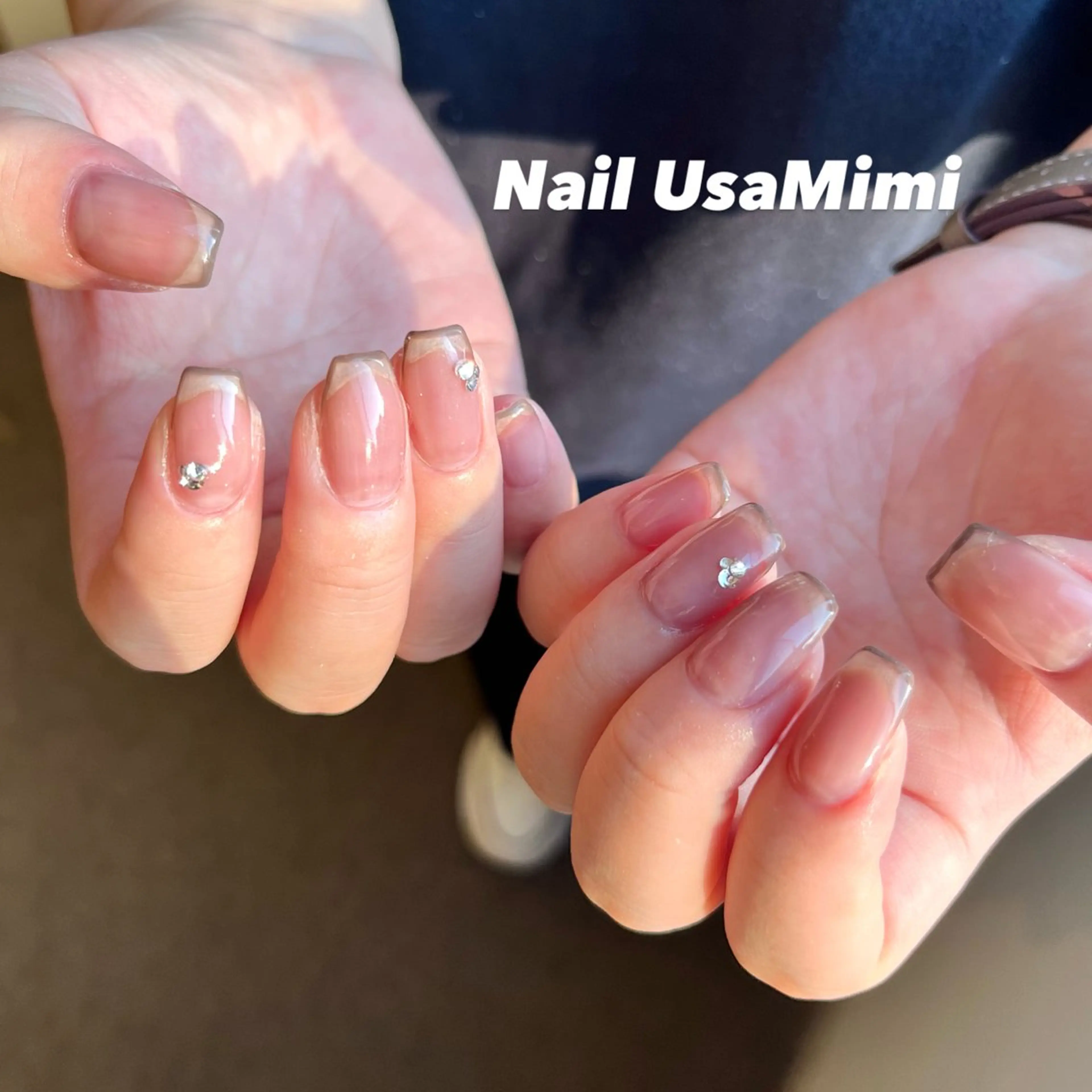 ネイル ブラウン クリアネイル フレンチネイル ハンドネイル Nail Usa Mimi ASAKOのネイルデザイン