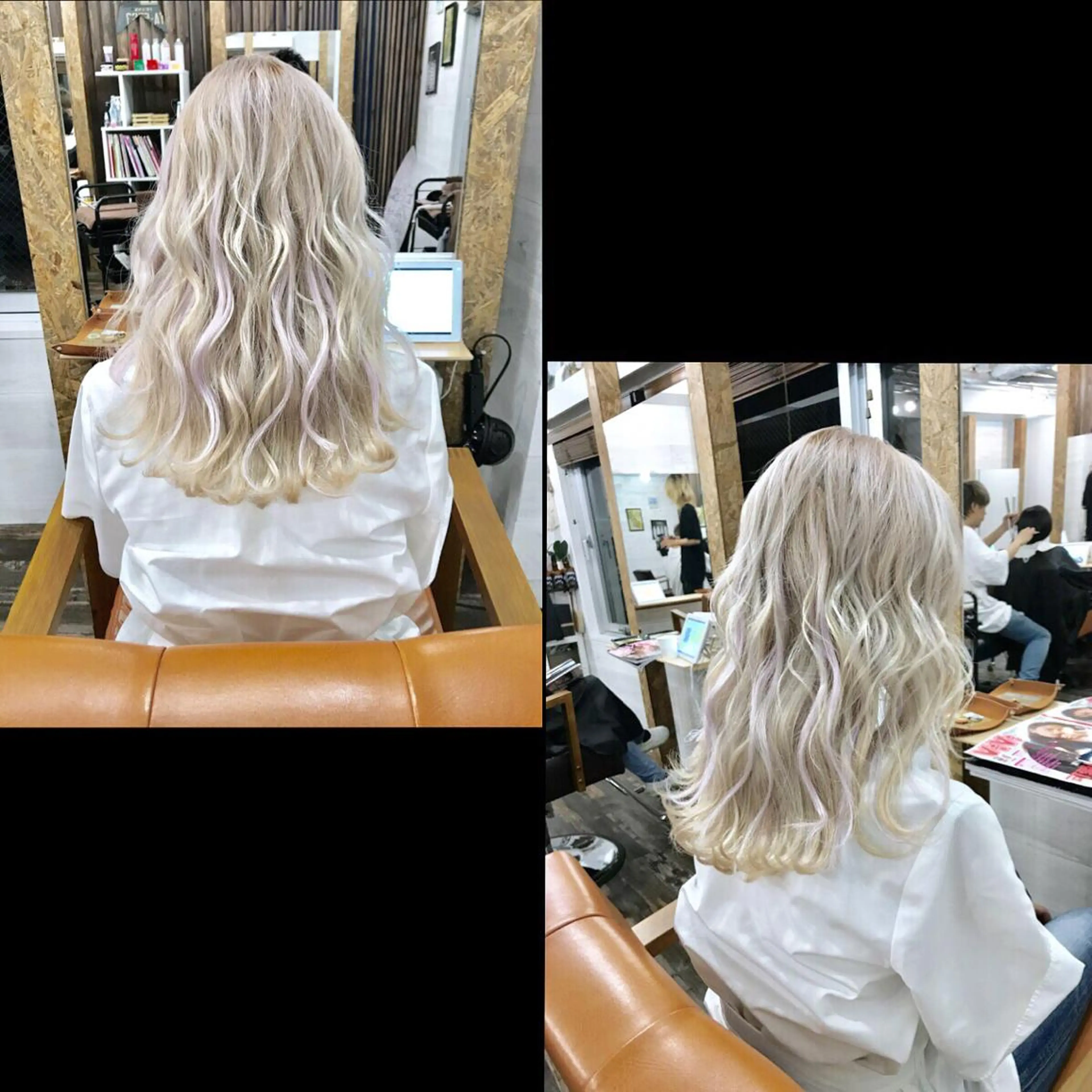 セミロング ヘアカラー ✯カラー&編み込み エクステ✯池田智博✯のヘアスタイル