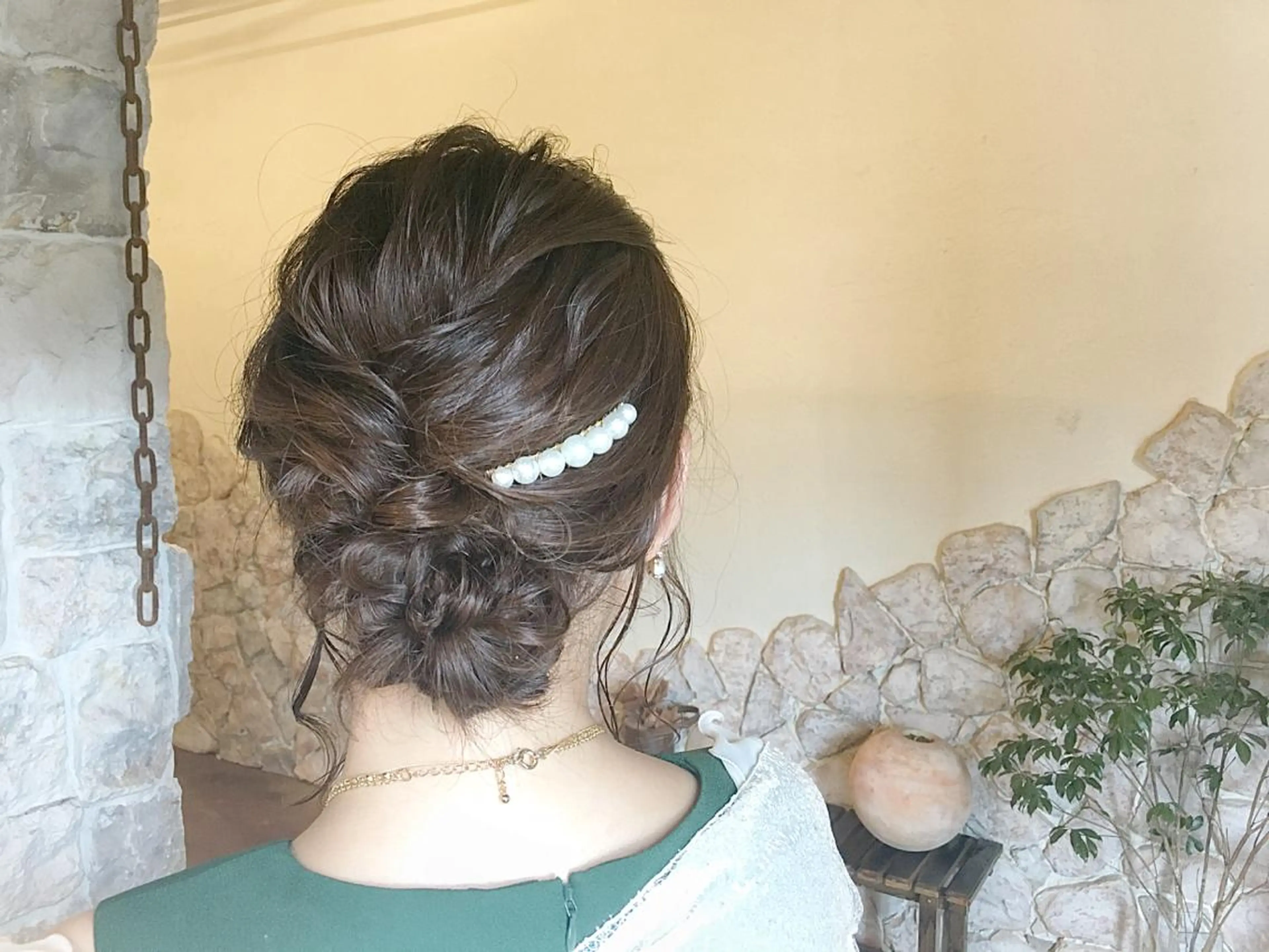 セミロング カラー ヘアアレンジ お団子ヘア ヘアセット EMANON天神所属・Hitomi Ezakiのヘアスタイル