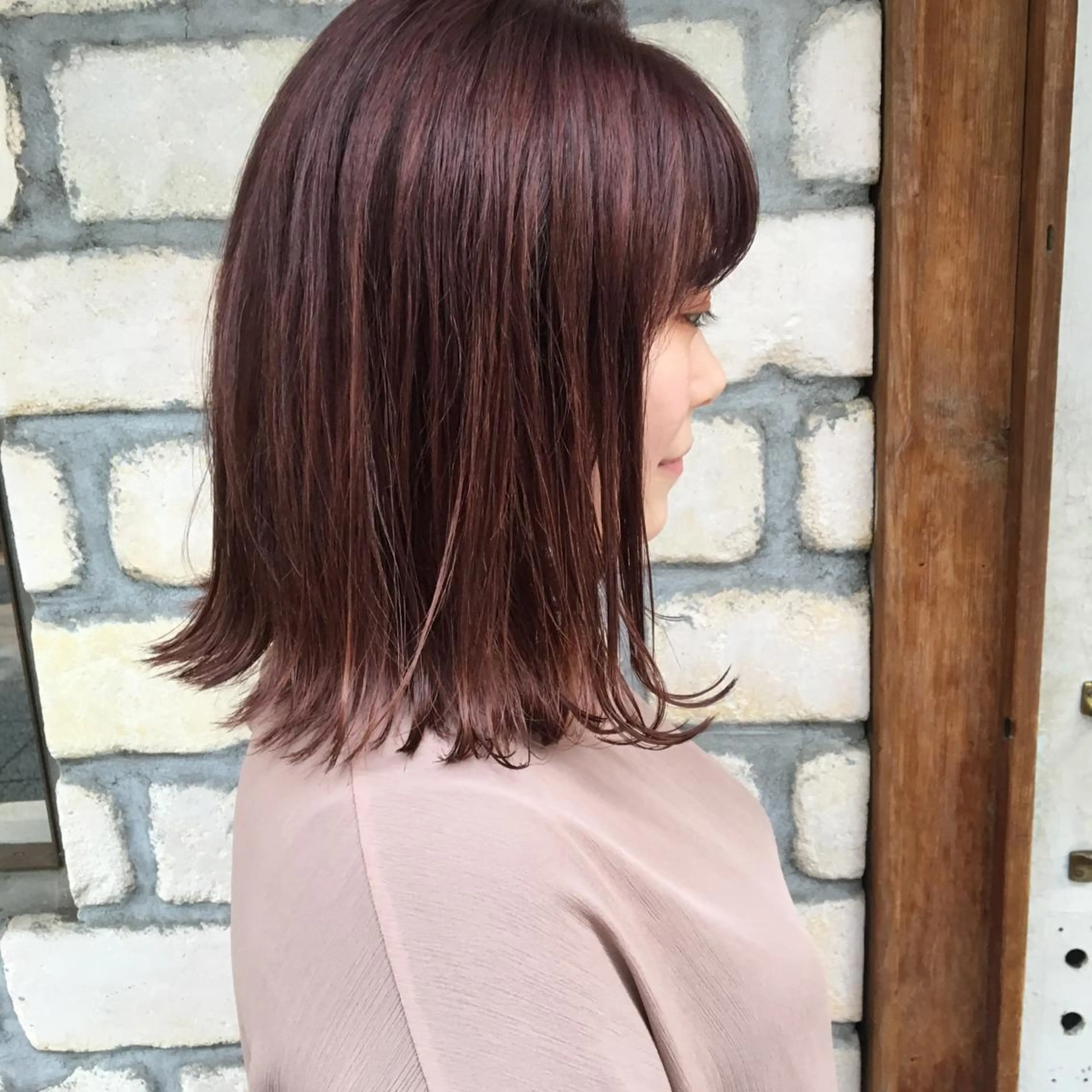 ミディアム カラー ベージュカラー ピンクカラー ピンクベージュ emme MIHO♡のヘアスタイル
