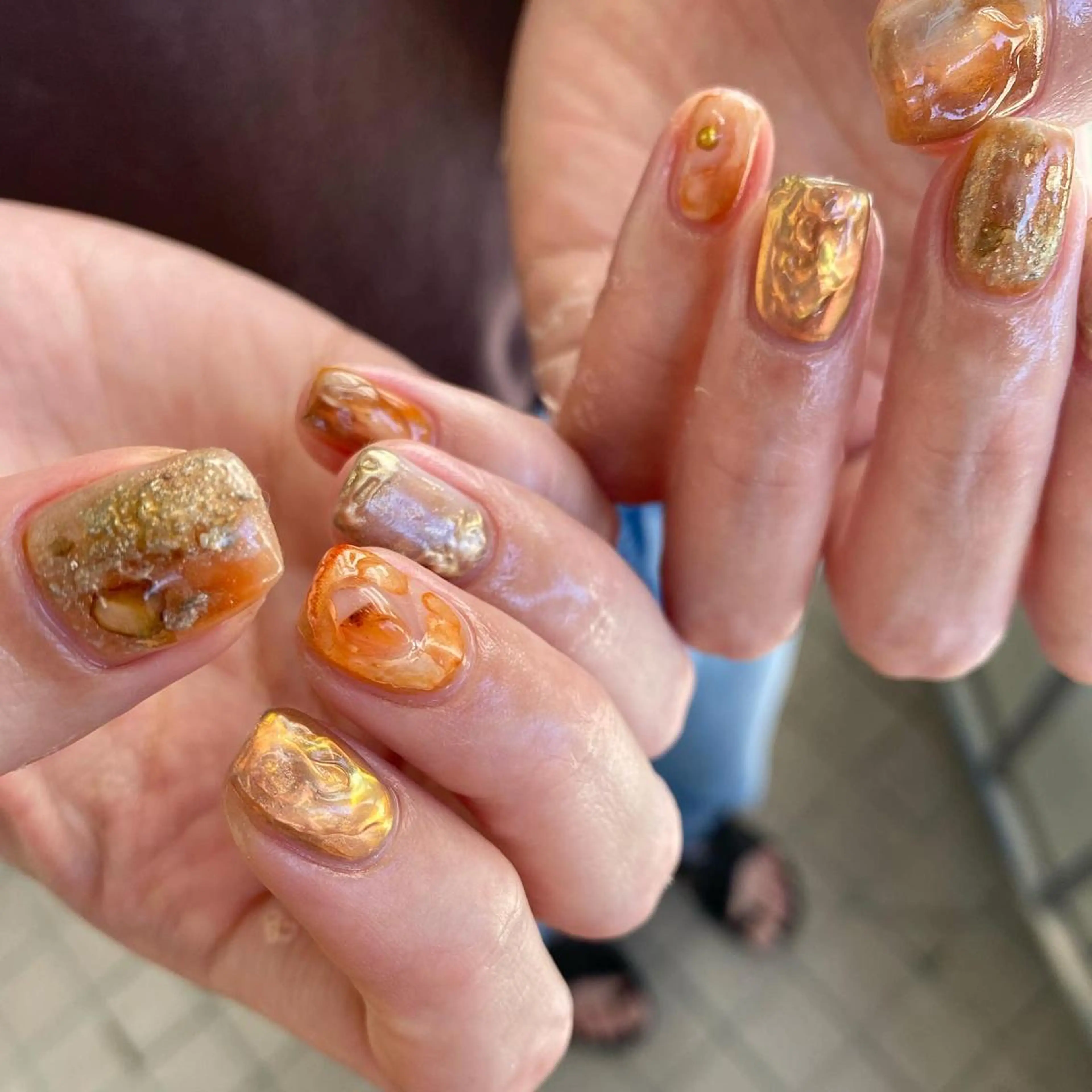 ネイル オレンジ ハンドネイル nable.所属・望月 実莉のネイルデザイン