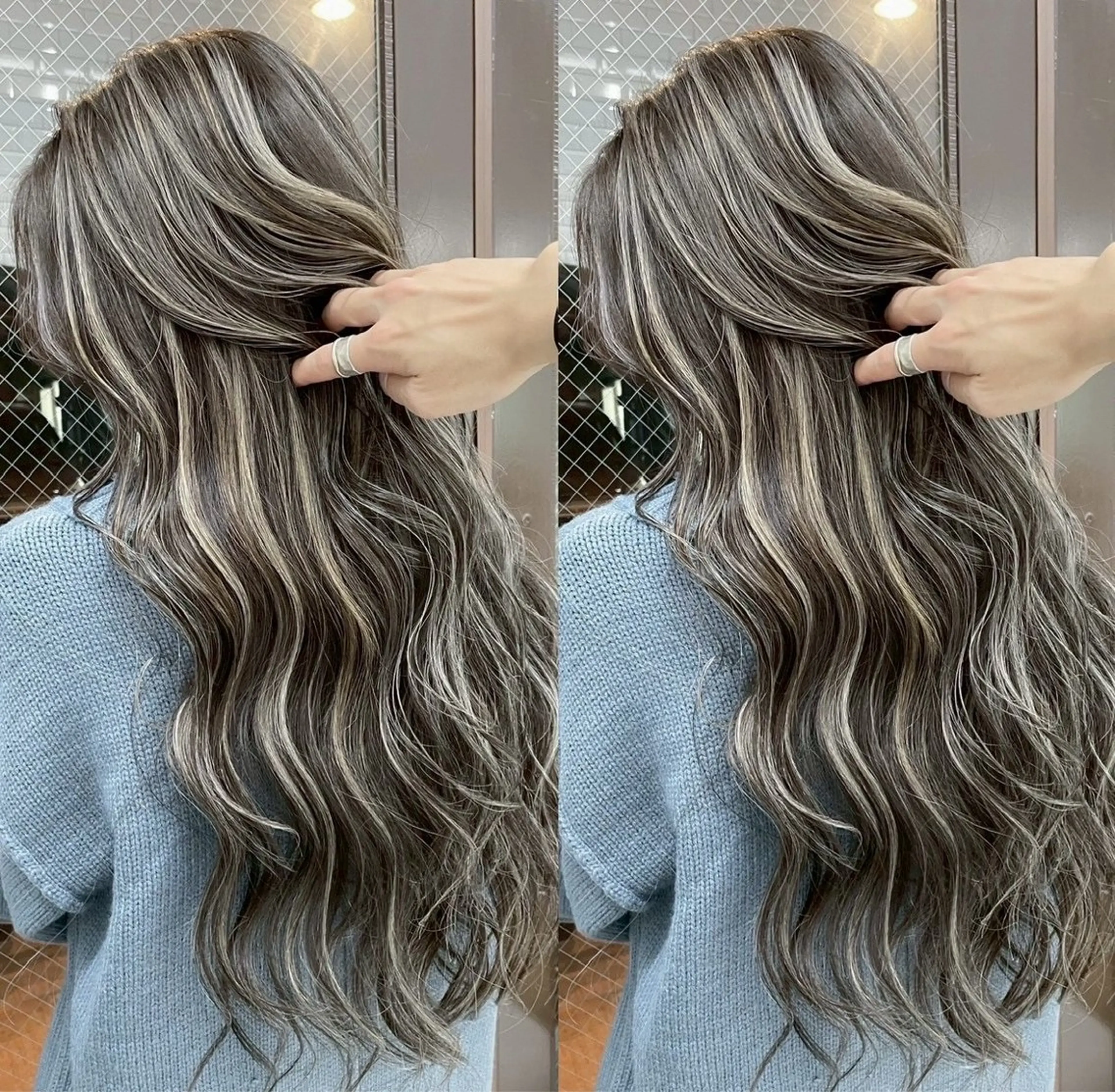 ロング カラー 韓国風ヘア ヘアカラー onyx所属・表参道/ハイライト・ バレイヤージュのヘアスタイル