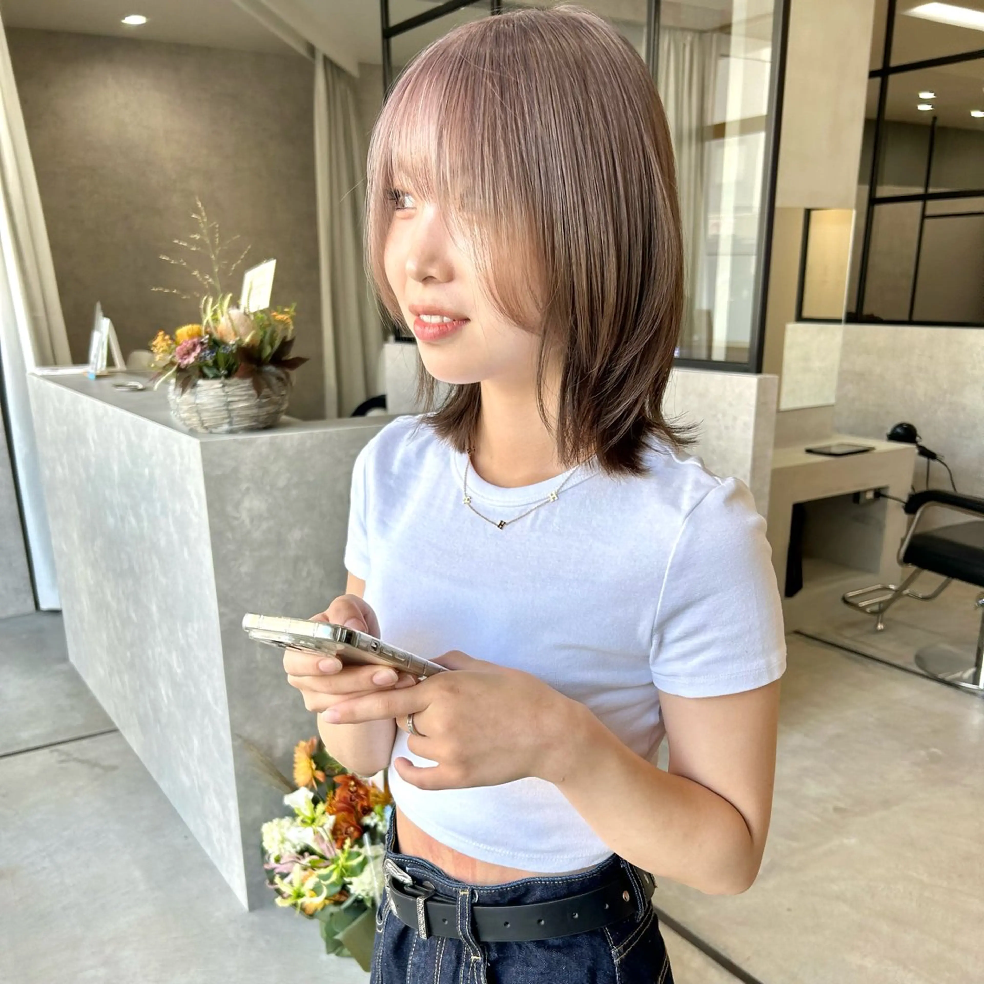 ミディアム カラー ヘアカラー トリートメント mood tatemachiのヘアスタイル