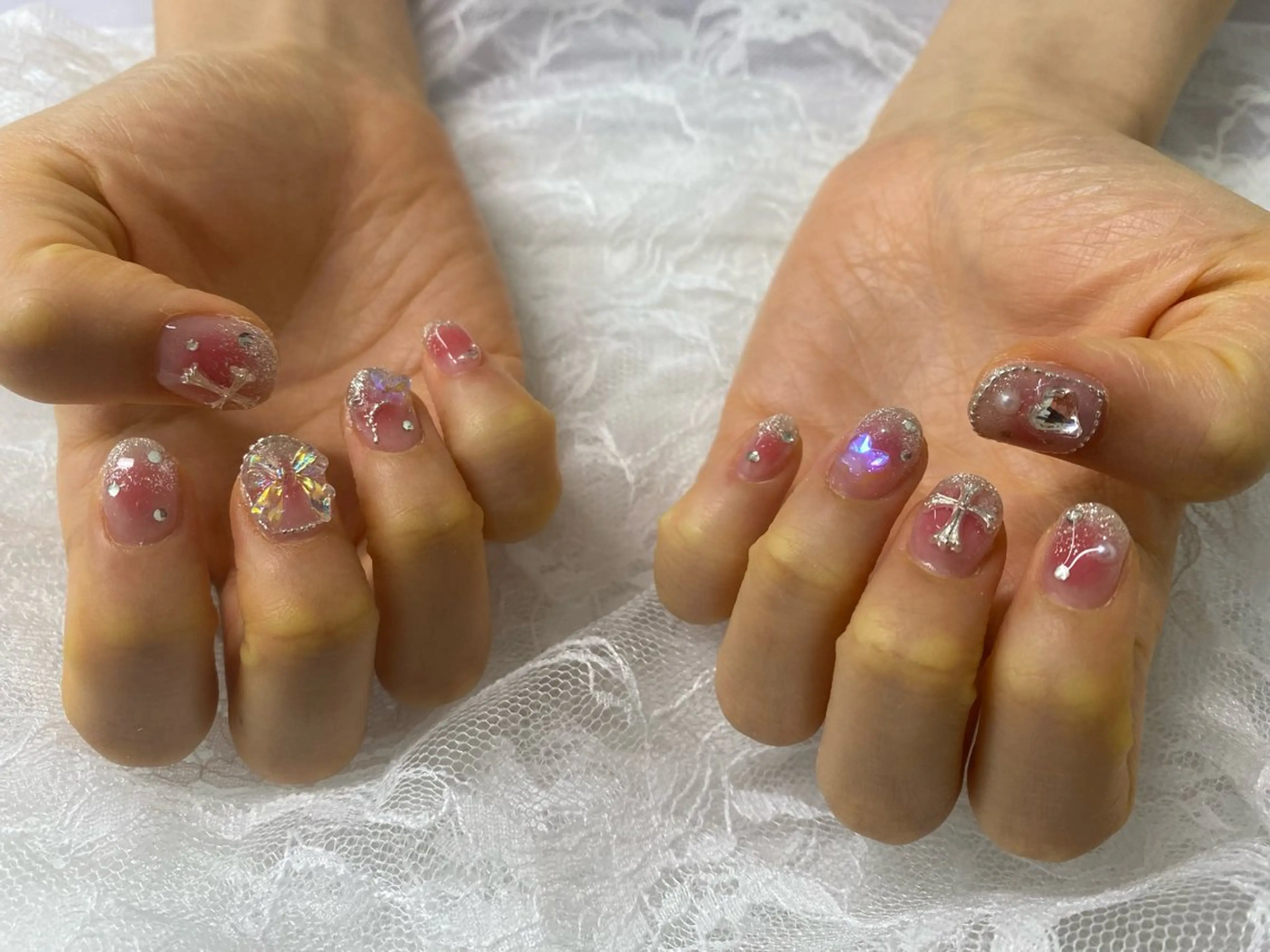 ネイル チークネイル ラメ(グリッター) ラメグラデーション マグネットネイル free nail所属・K. Mのネイルデザイン