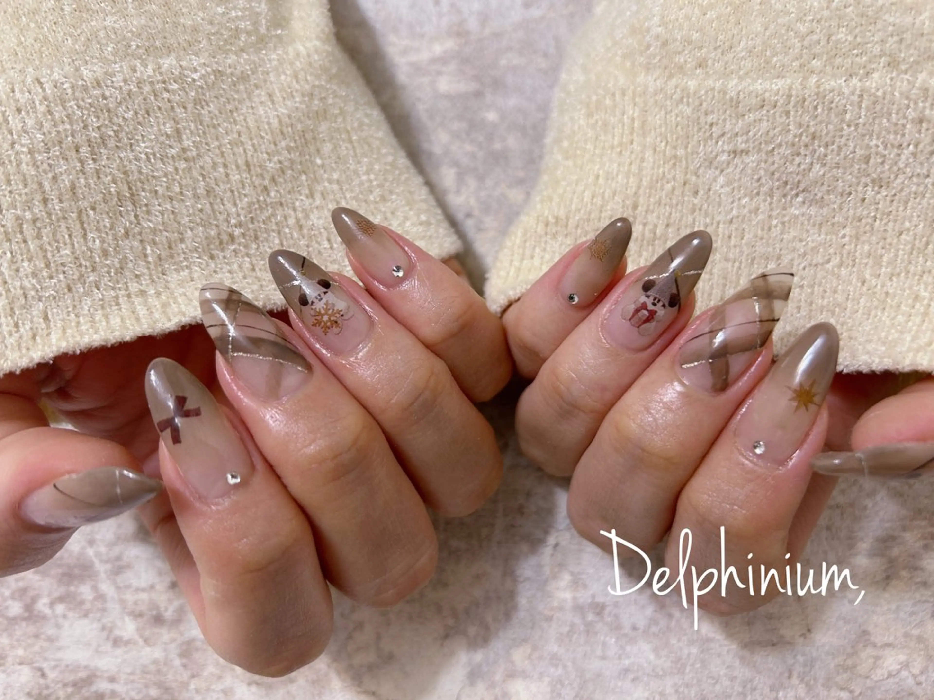 ネイル ブラウン ジェルネイル 持ち込み パラジェル ハンドネイル 岡本 友恵のネイルデザイン