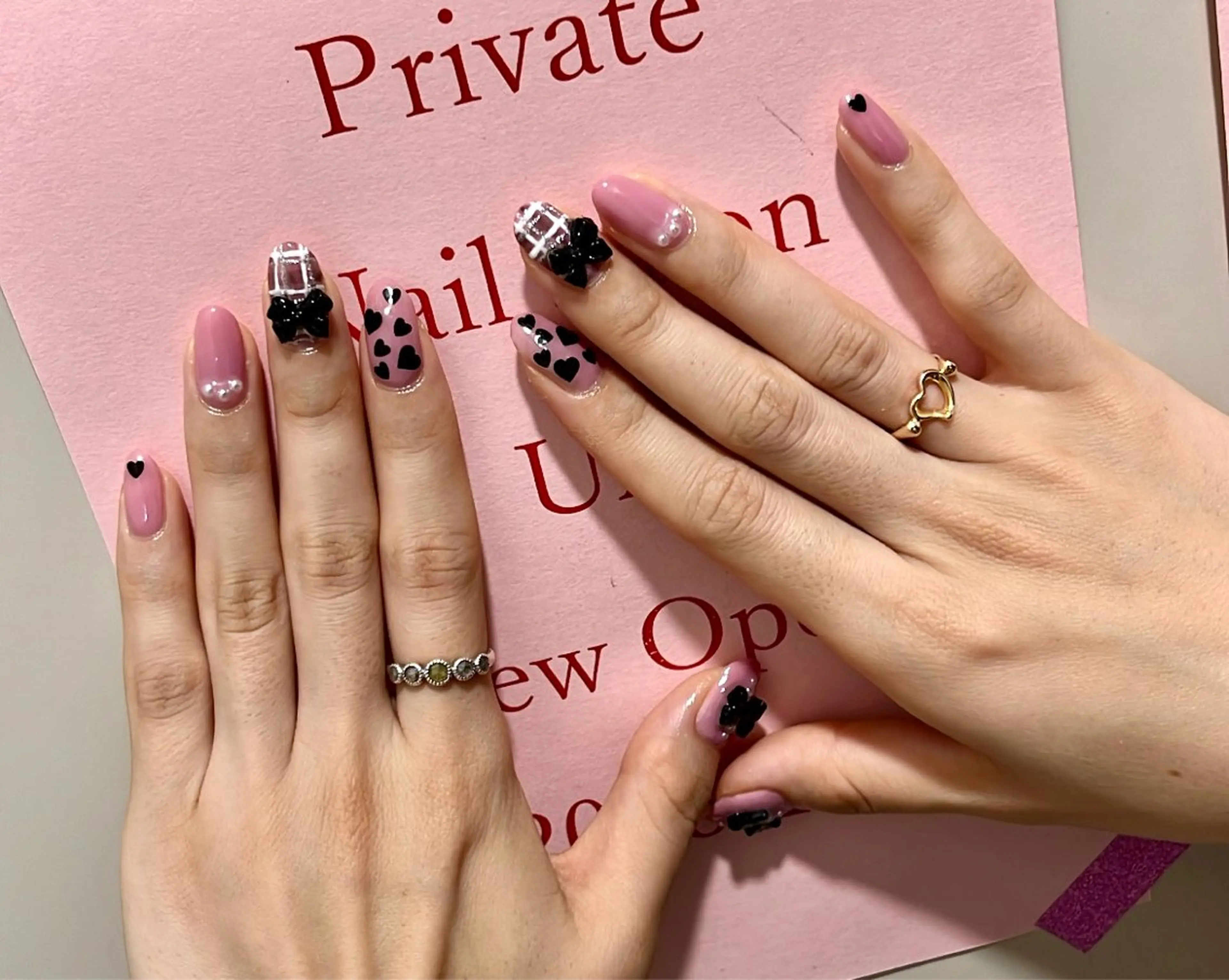 ネイル ピンク リボン NailByua 武蔵新城徒歩4分のネイルデザイン
