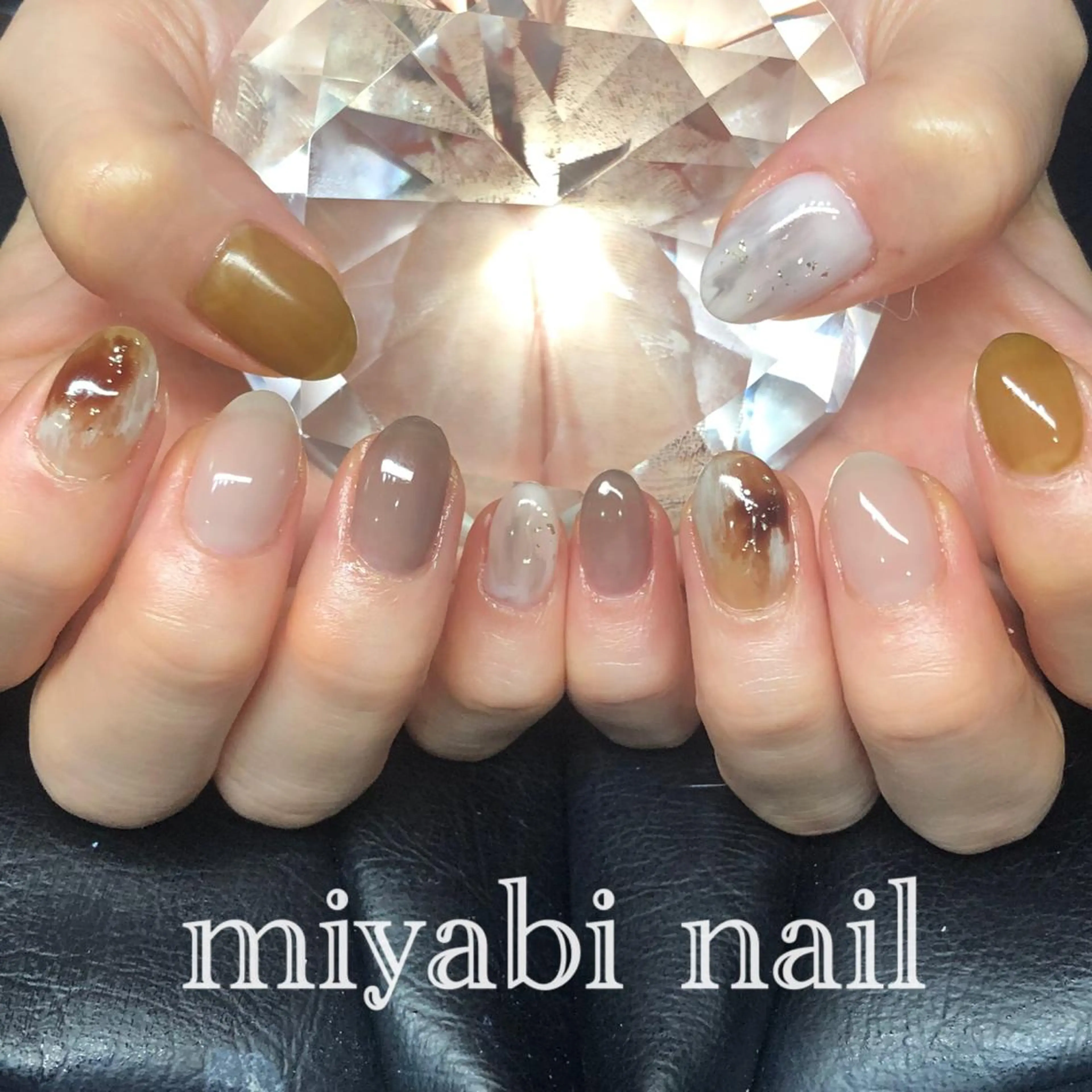ネイル アートネイル ジェルネイル 持ち込み ニュアンスネイル ハンドネイル miyabi nail 桂川駅近くのネイルデザイン