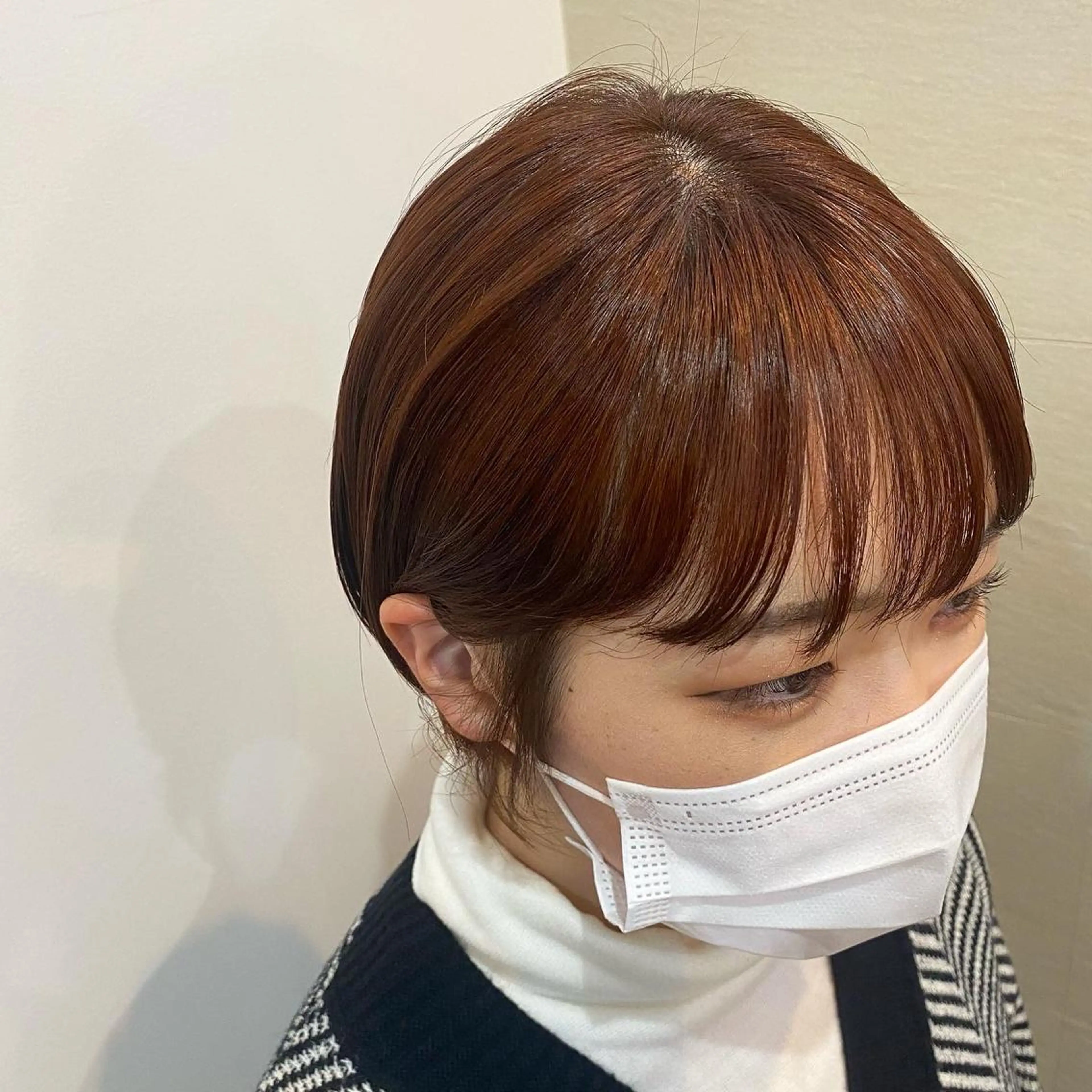 ショート カラー ブラウンカラー オレンジ オレンジブラウン あやめ【顔まわり/レ イヤー/柔らかカラ】のヘアスタイル