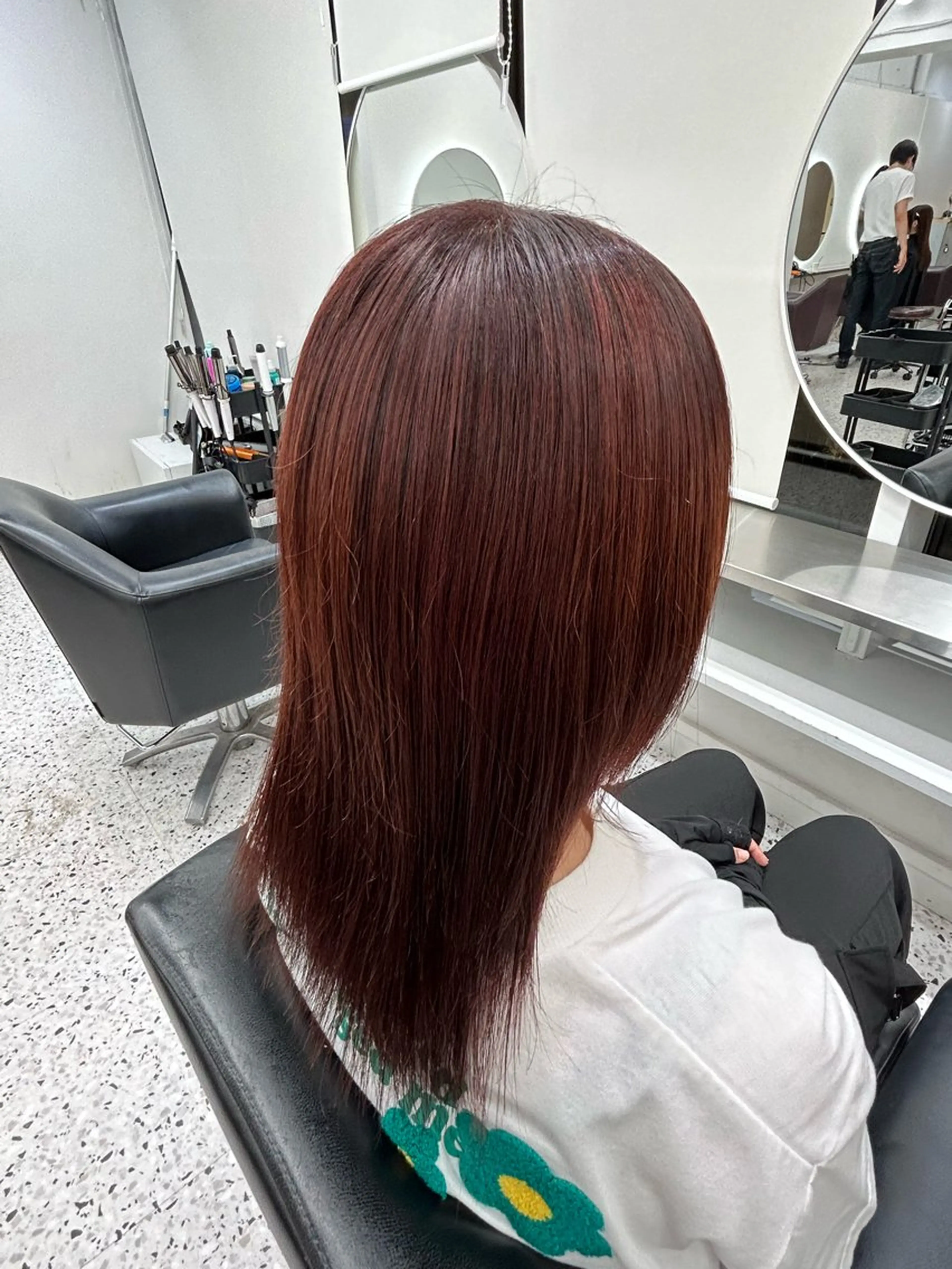 セミロング カラー ヘアアレンジ ブリーチ ブリーチなしカラー レッドカラー ヘアカラー トリートメント ヘアセット 🫧透明感／艶カラー 🫧Ryuseiのヘアスタイル
