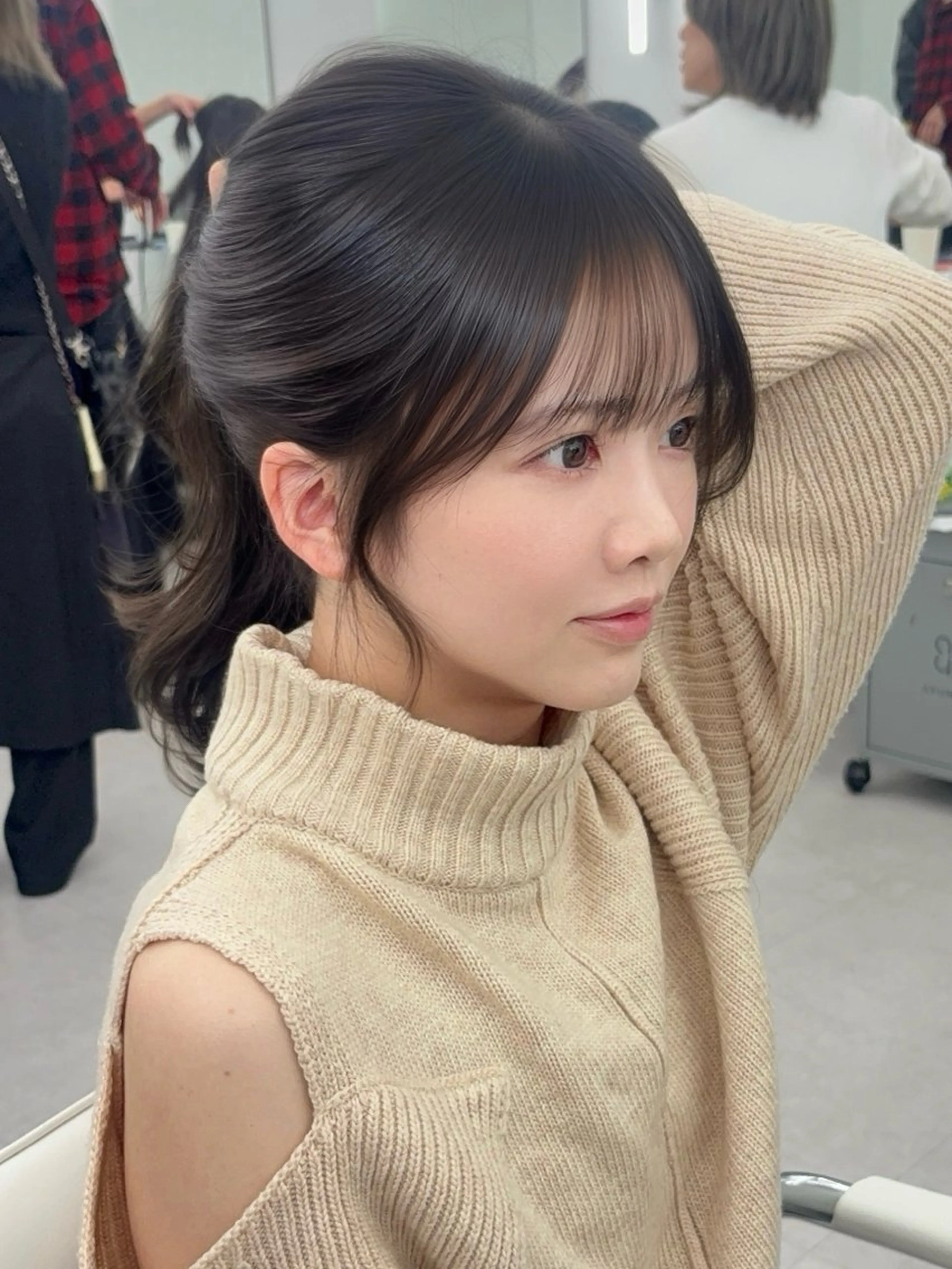 ロング カラー レイヤーカット 小顔カット カット ヘアカラー トリートメント 韓国ヘア/レイヤー/ 顔まわり足立遥奈のヘアスタイル