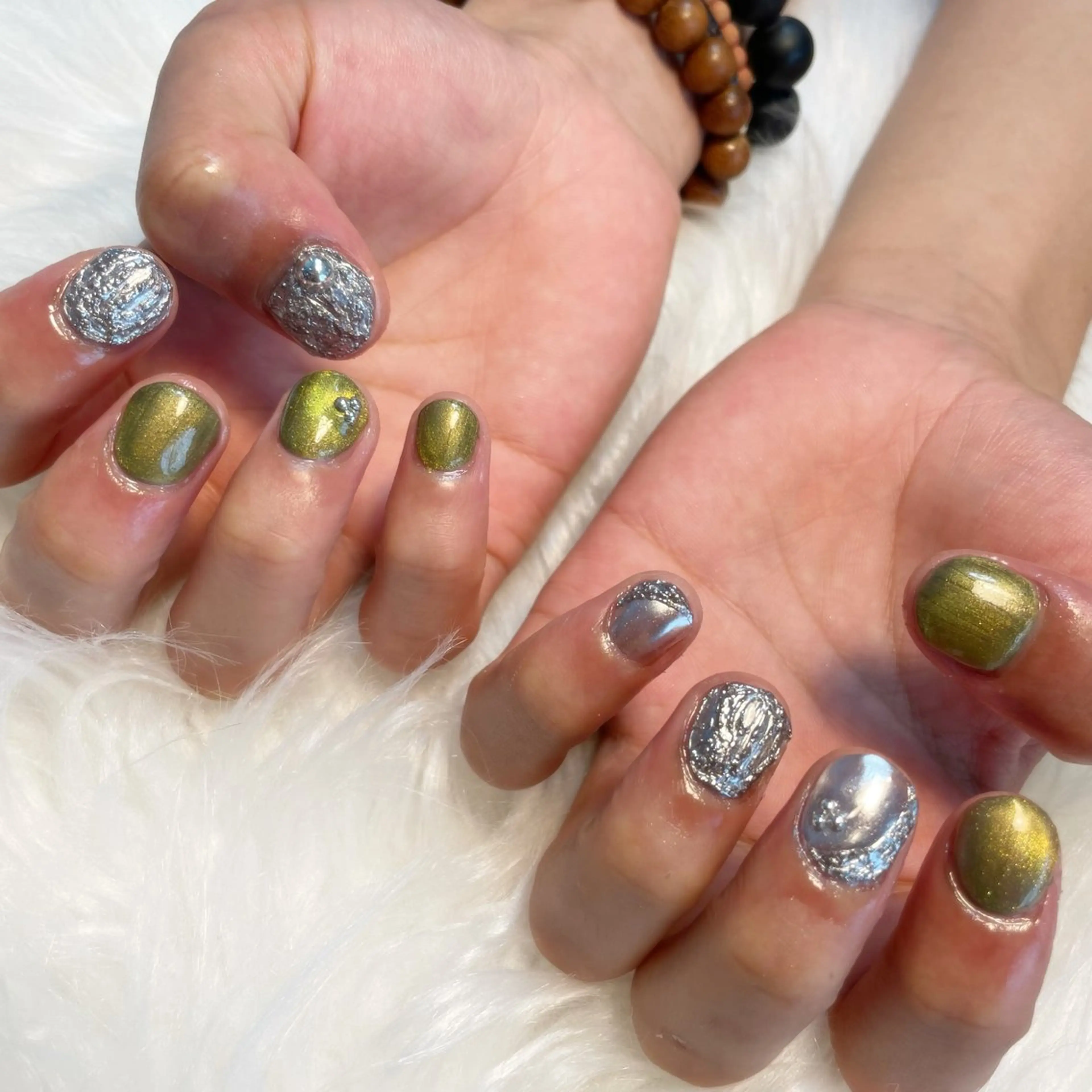 メンズ ネイル ハンドネイル ゴテゴテ💙ワンホン リオナのネイルデザイン