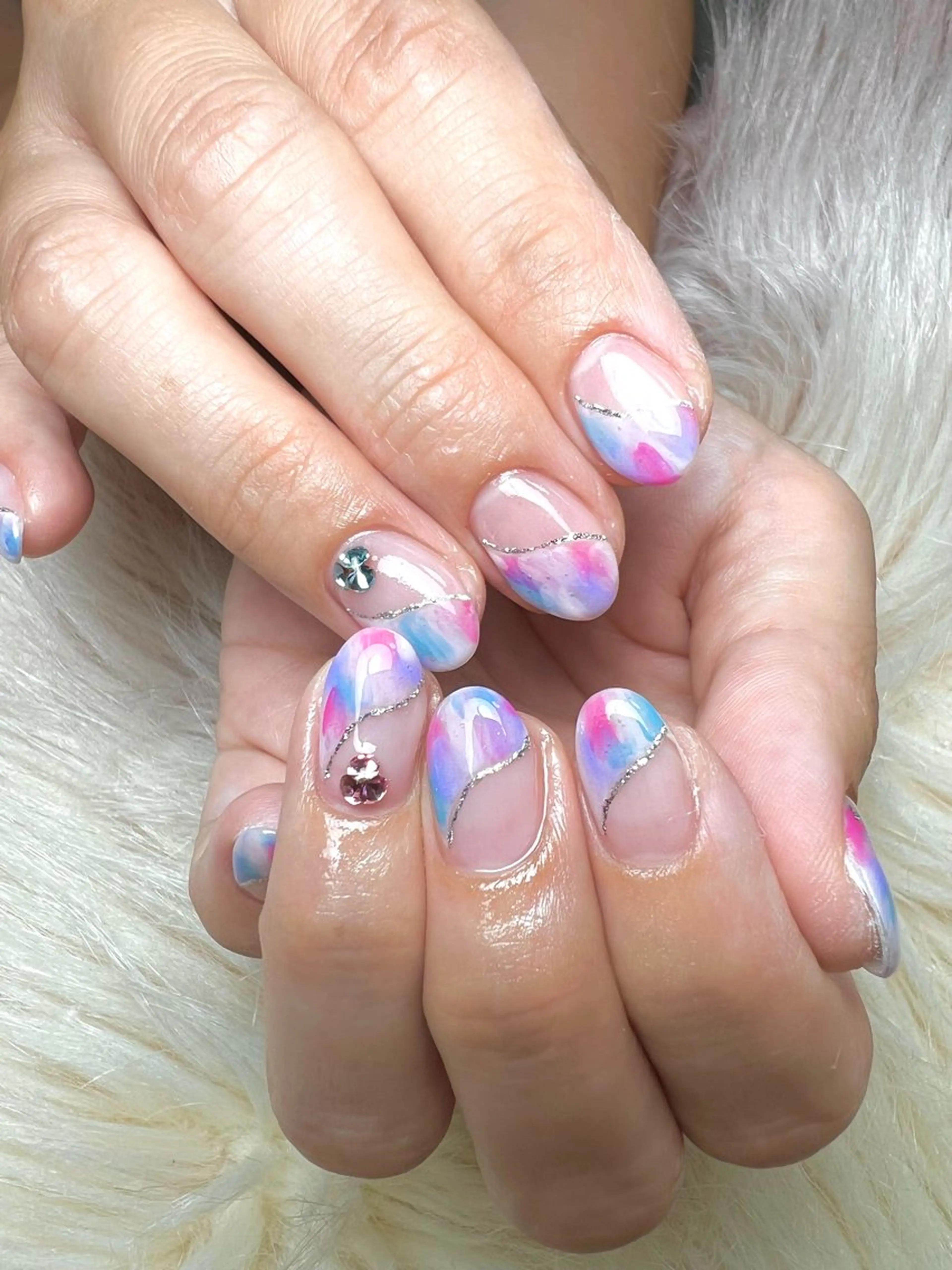 ネイル フレンチネイル ジェルネイル 持ち込み パラジェル 夏ネイル flowers nailのネイルデザイン