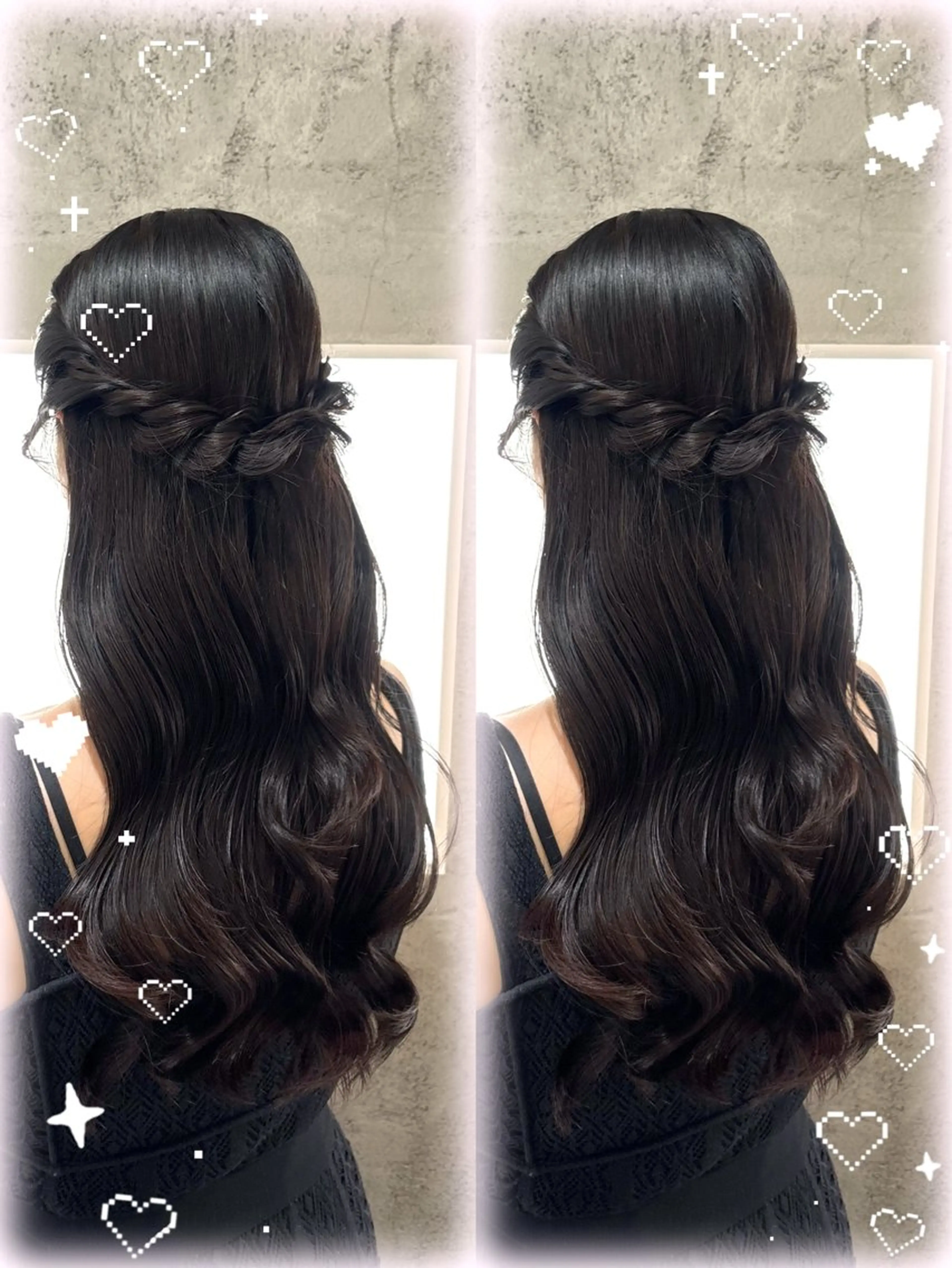 ロング ヘアアレンジ ハーフアップ ヘアセット 縮毛矯正/お呼ばれ ヘア/ヘアメ｜あまにのヘアスタイル