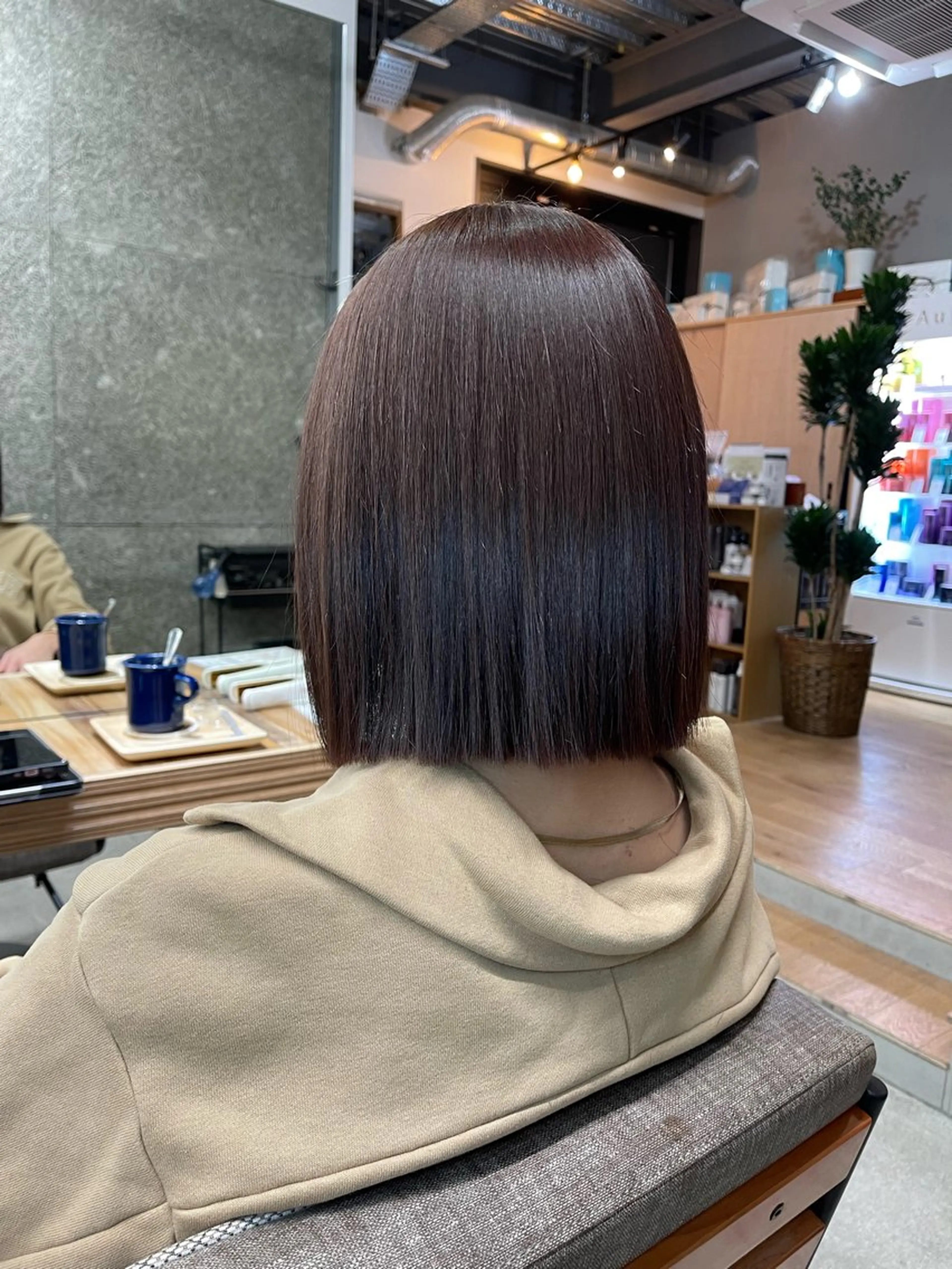 ミディアム カット ヘアカラー トリートメント かめい りなのヘアスタイル