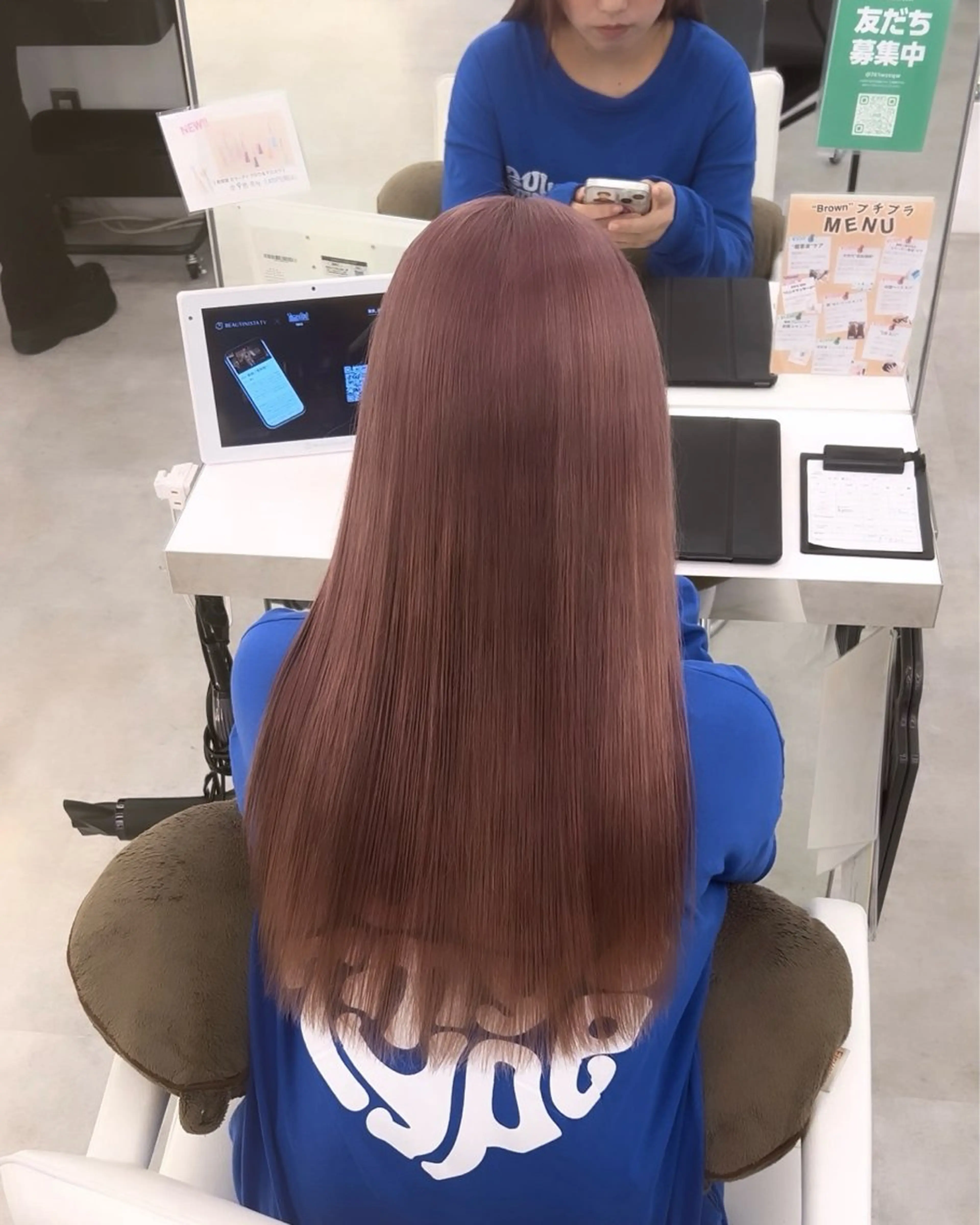 ロング カラー ベージュカラー ピンクカラー ピンクベージュ ヘアカラー トリートメント ハイトーン/艶髪/ メンズパーマ/莉駒のヘアスタイル