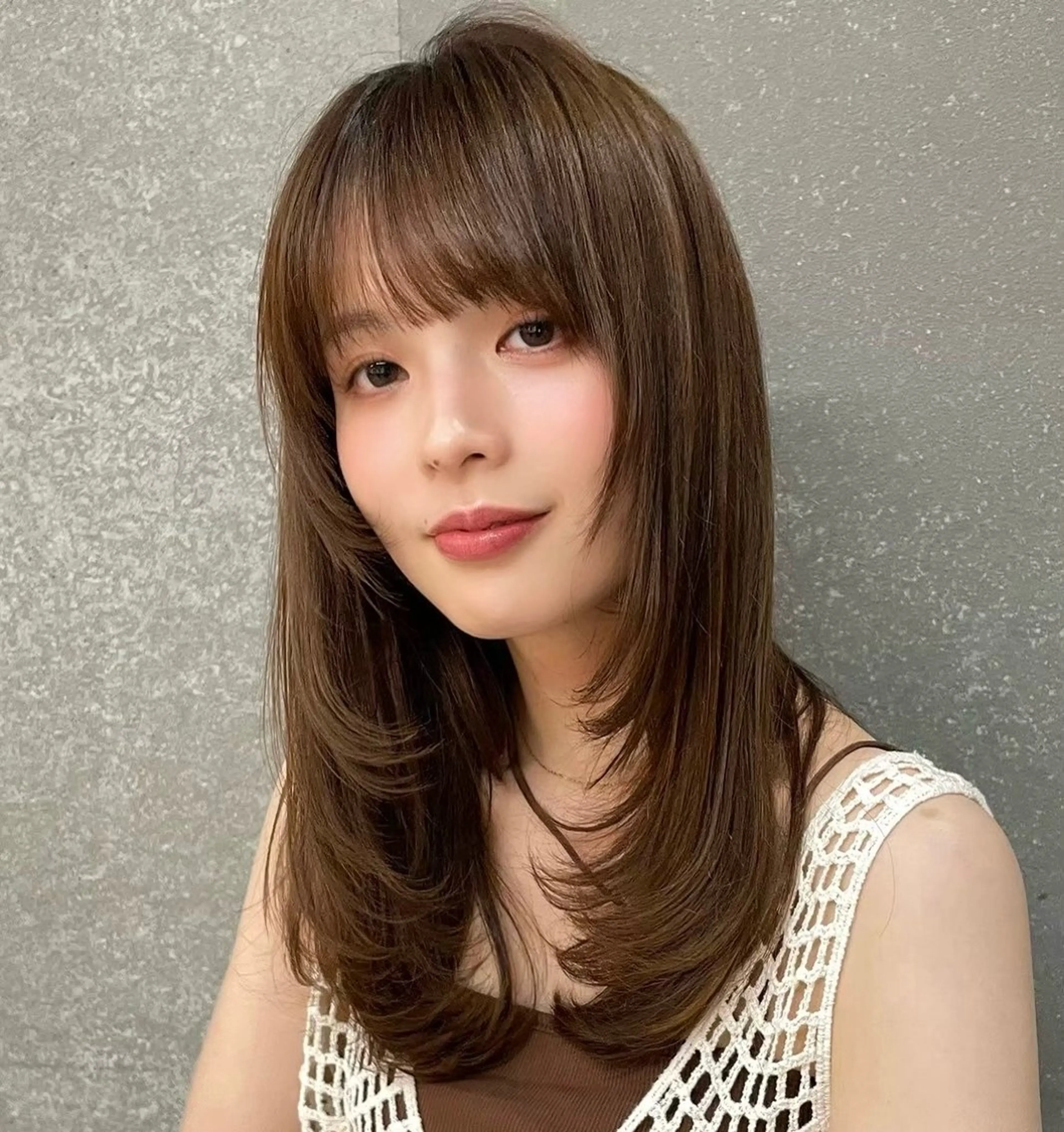 セミロング カラー ブラウンカラー 透明感カラー モカブラウン ヘアカラー 久保頭 大地のヘアスタイル