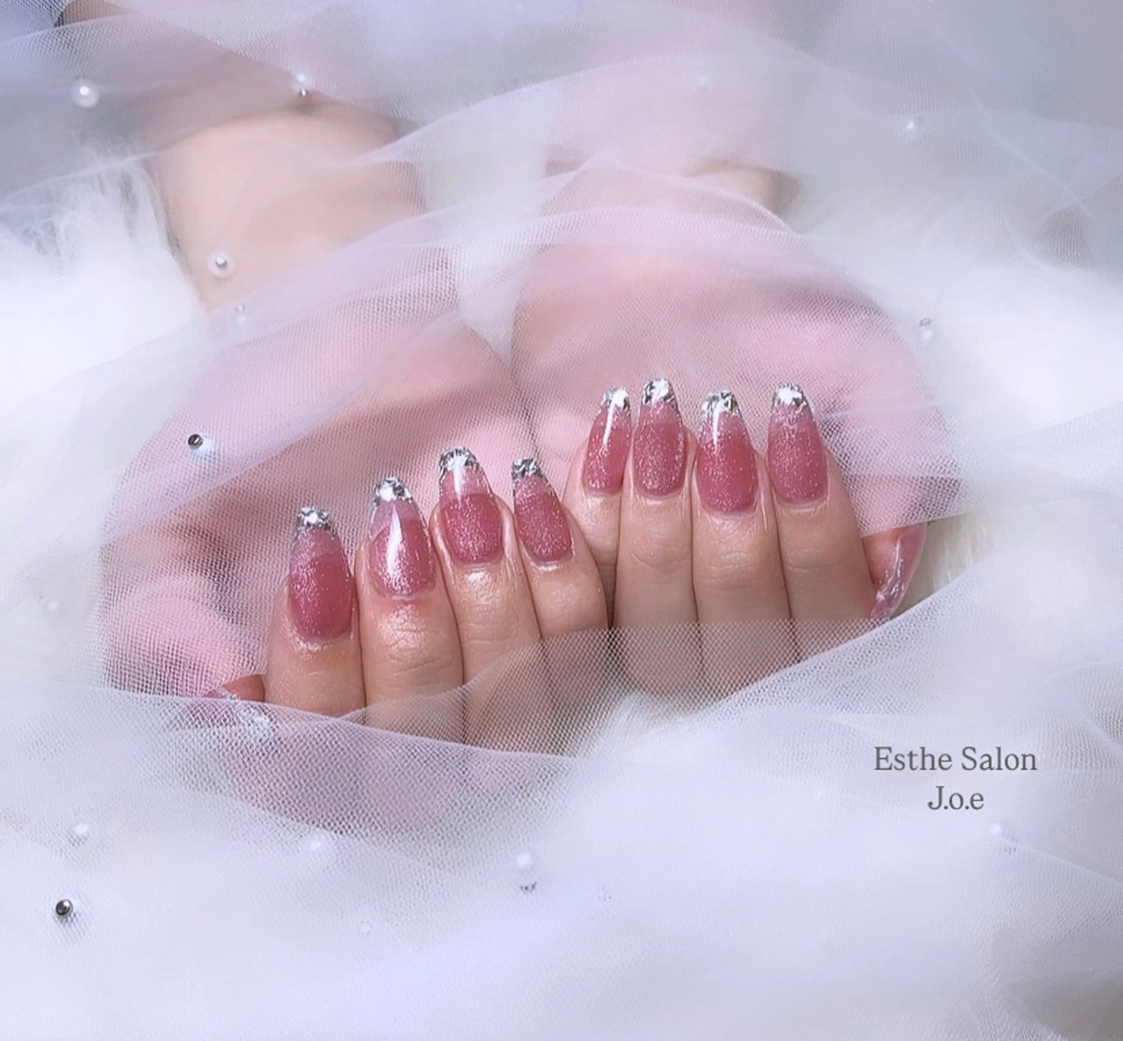 ネイル フレンチネイル ガラスフレンチ キラキラネイル マグネットネイル ハンドネイル EstheSalon J.o.e /石堂のネイルデザイン