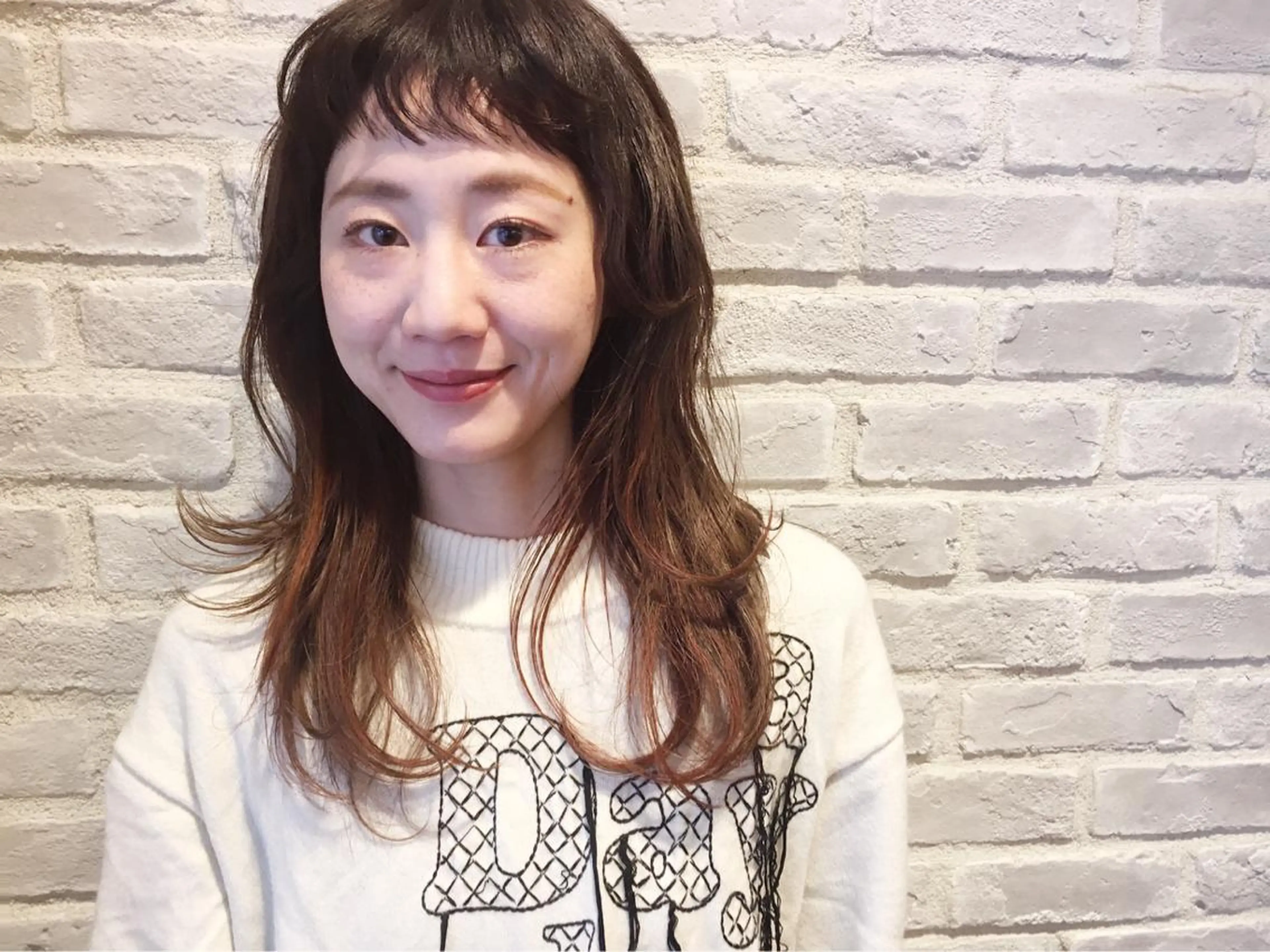 セミロング カラー パーマ ヘアアレンジ オレンジ la fith所属・rico_by ヘアとアイブロウのヘアスタイル