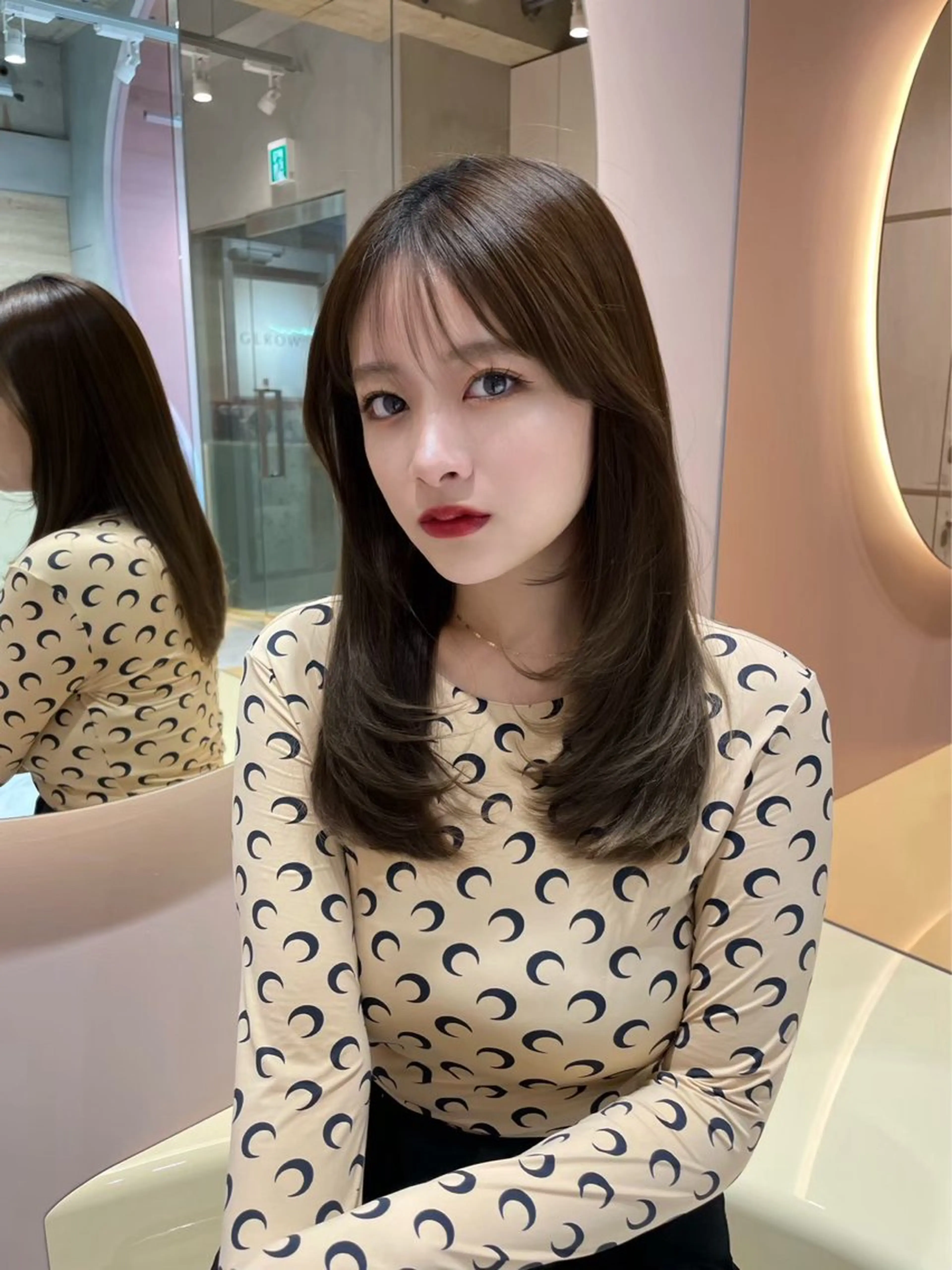 ミディアム カラー ボブ 顔周りカット 韓国風ヘア レイヤーカット ショート特化/ 似合わせカット/高津のヘアスタイル