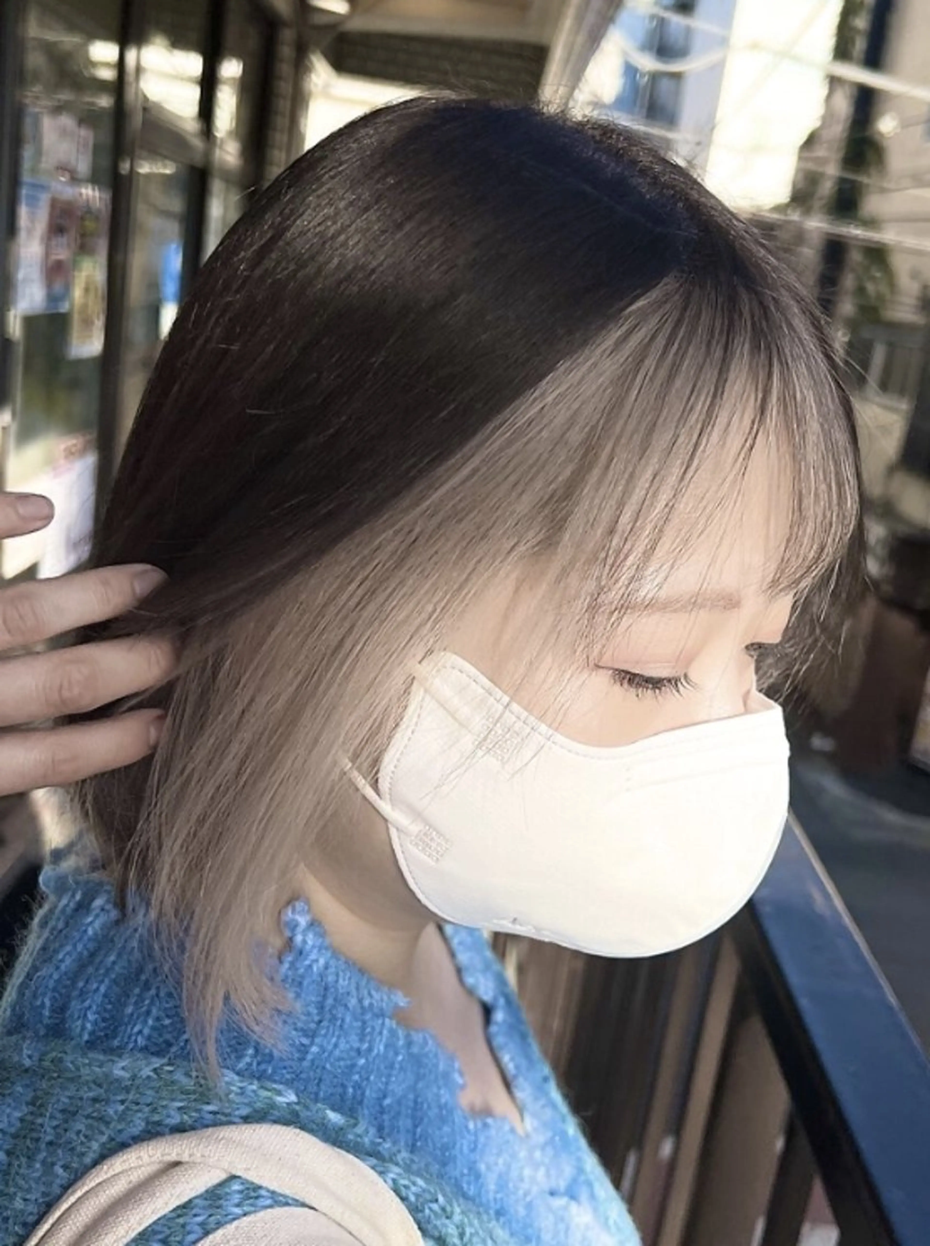 ミディアム カラー ヘアアレンジ キッズ ヘアカラー トリートメント 西口徒歩20秒　寒色 カラーミディアムヘアのヘアスタイル