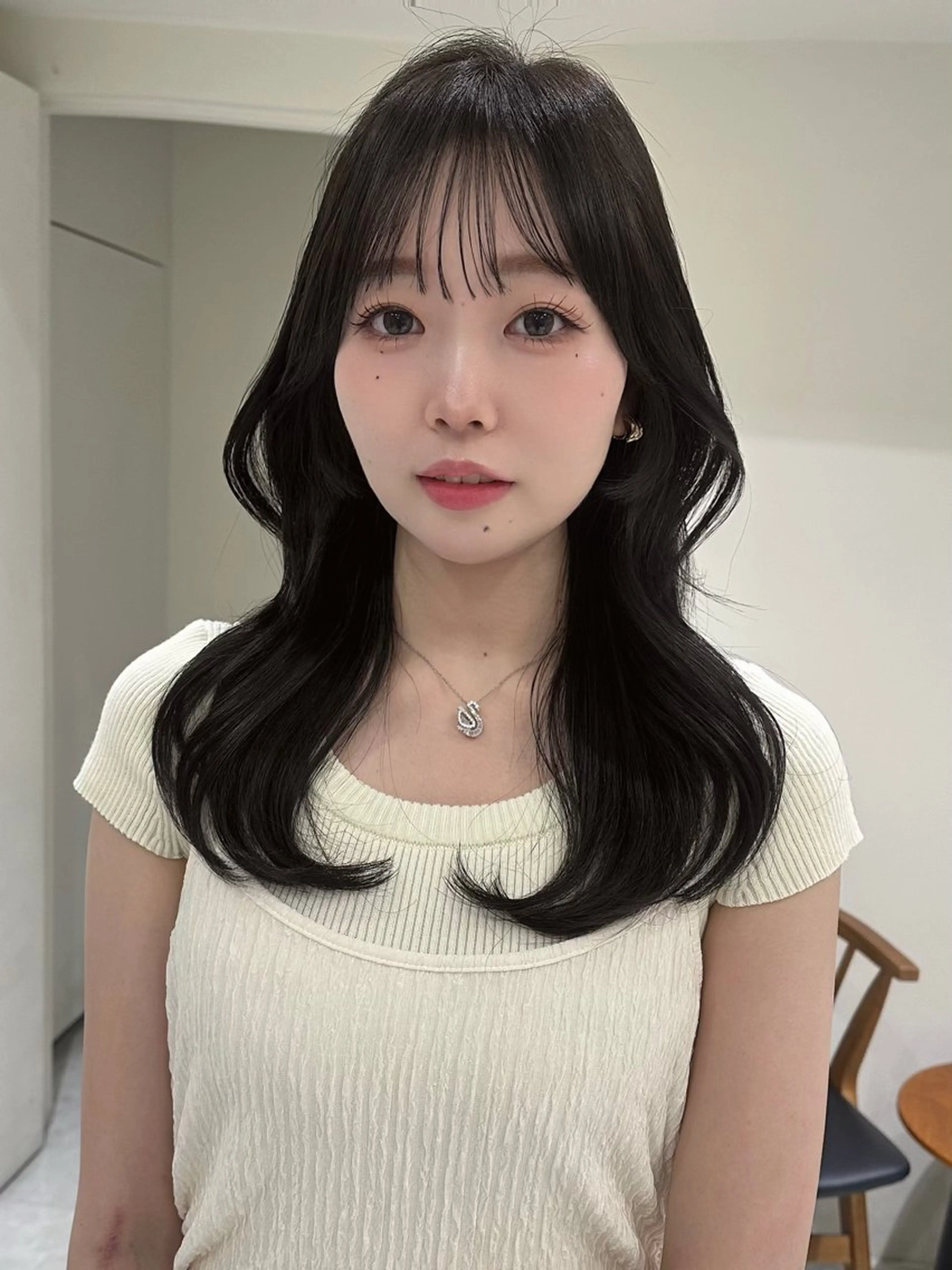 セミロング くびれヘア レイヤーカット カット ヘアカラー 🎗️似合わせ/小顔 顔周りカット/透明感のヘアスタイル