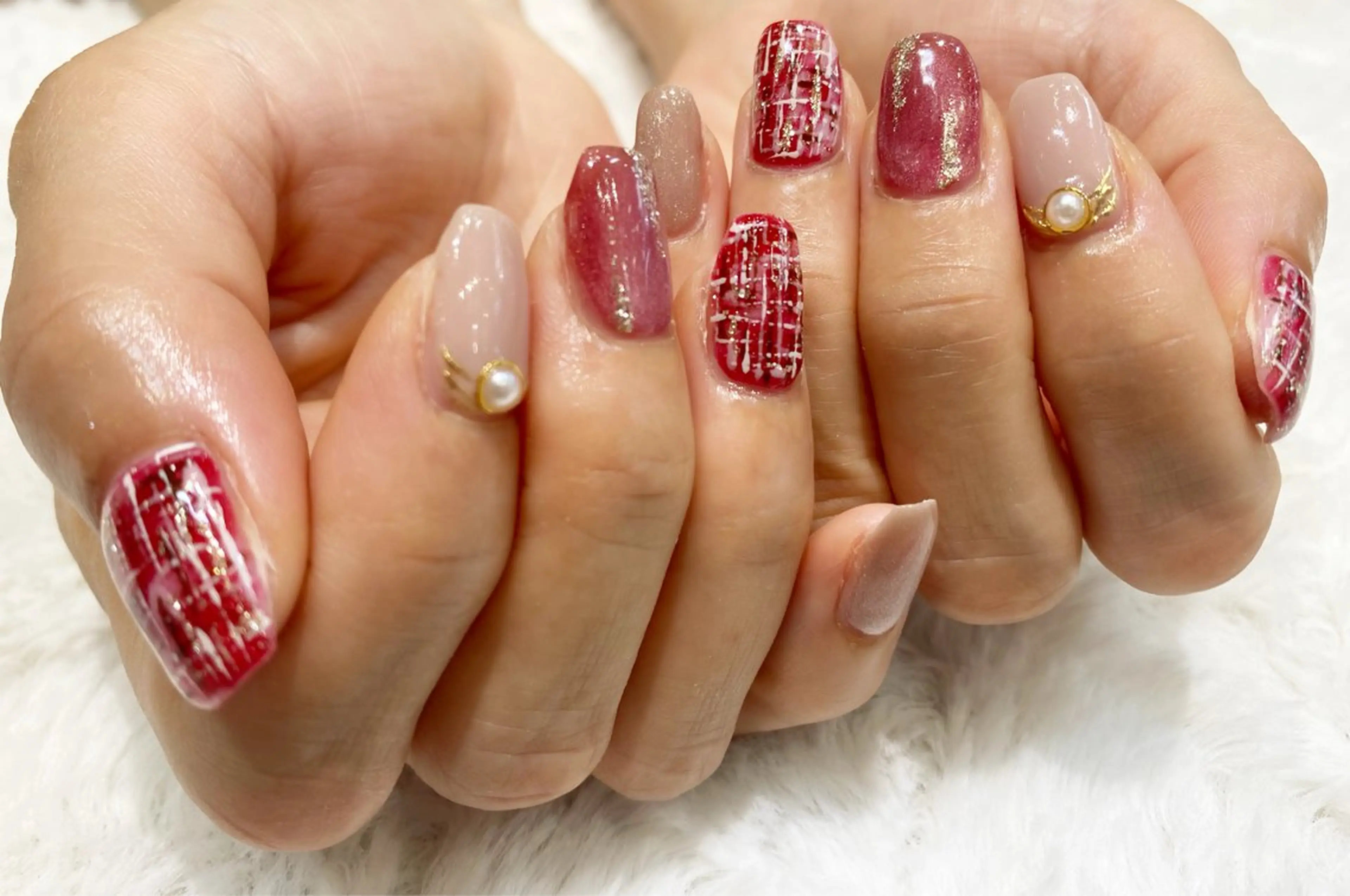 ネイル 持ち込み ツイードネイル ハンドネイル ネイルサロン nail_upのネイルデザイン