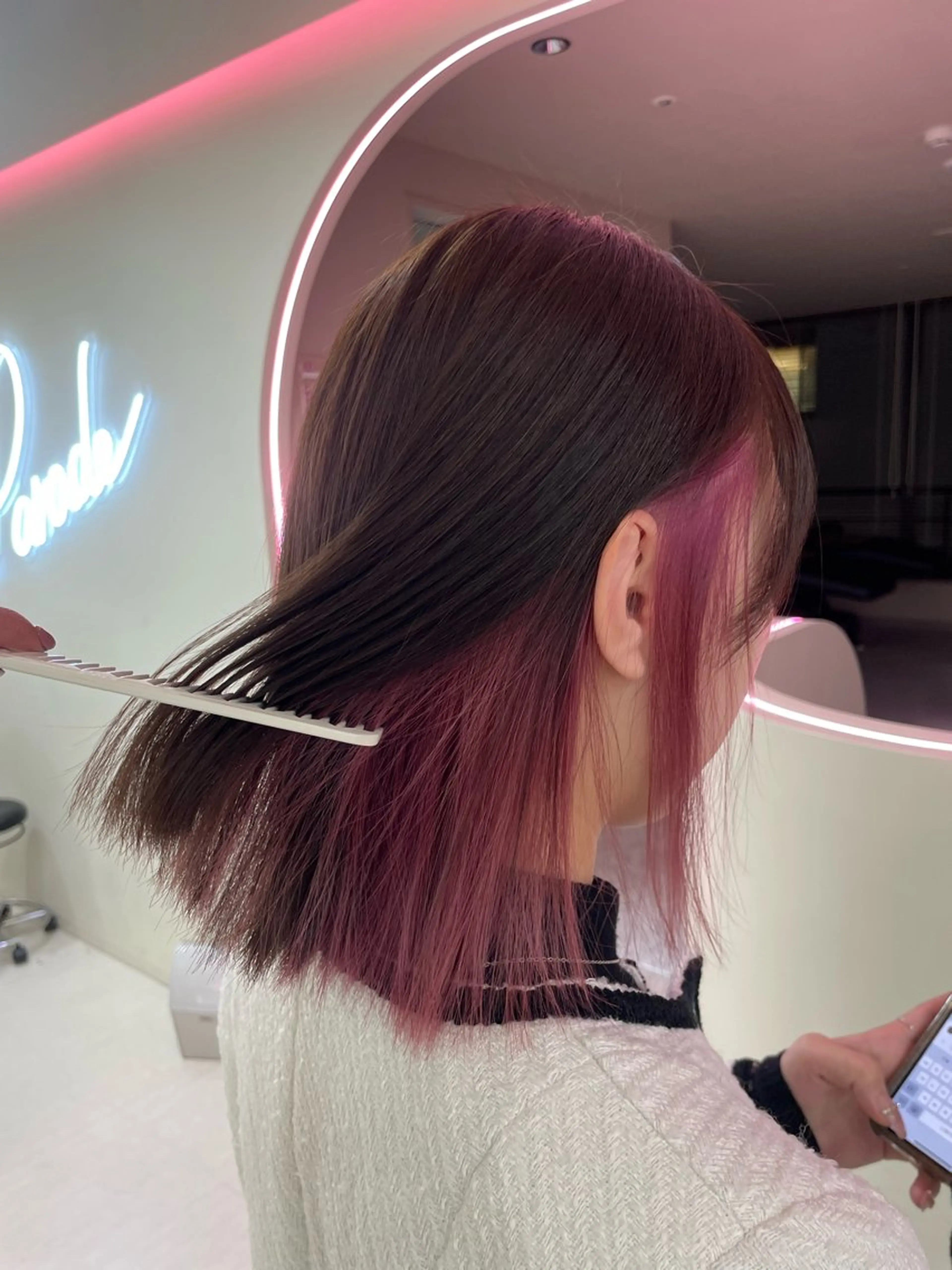 カラー 🤎🎀ブリーチなし ピンクラベンダー🧸のヘアスタイル