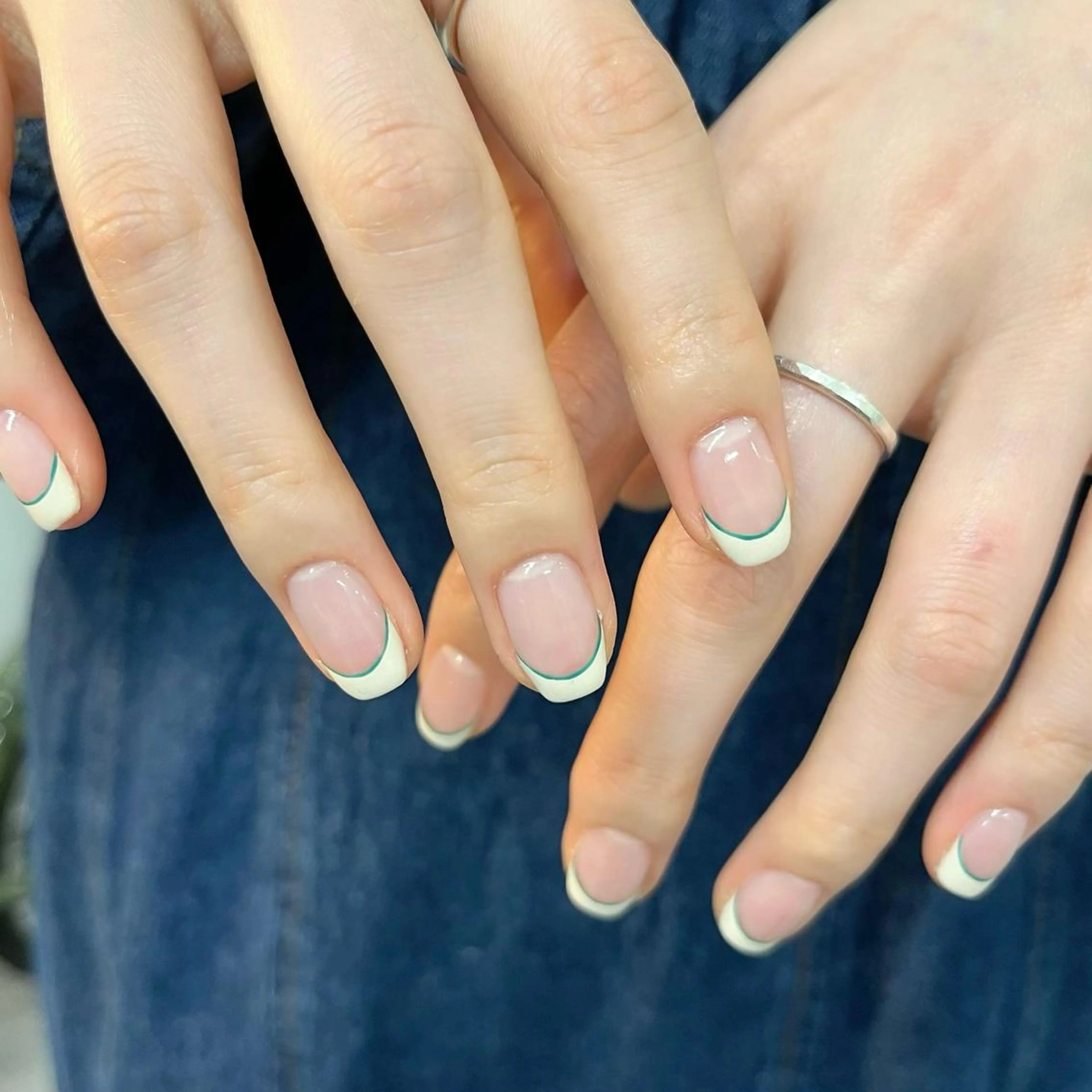 ネイル フレンチネイル スクエアネイル MUKUTOU nail 　YUKIのネイルデザイン