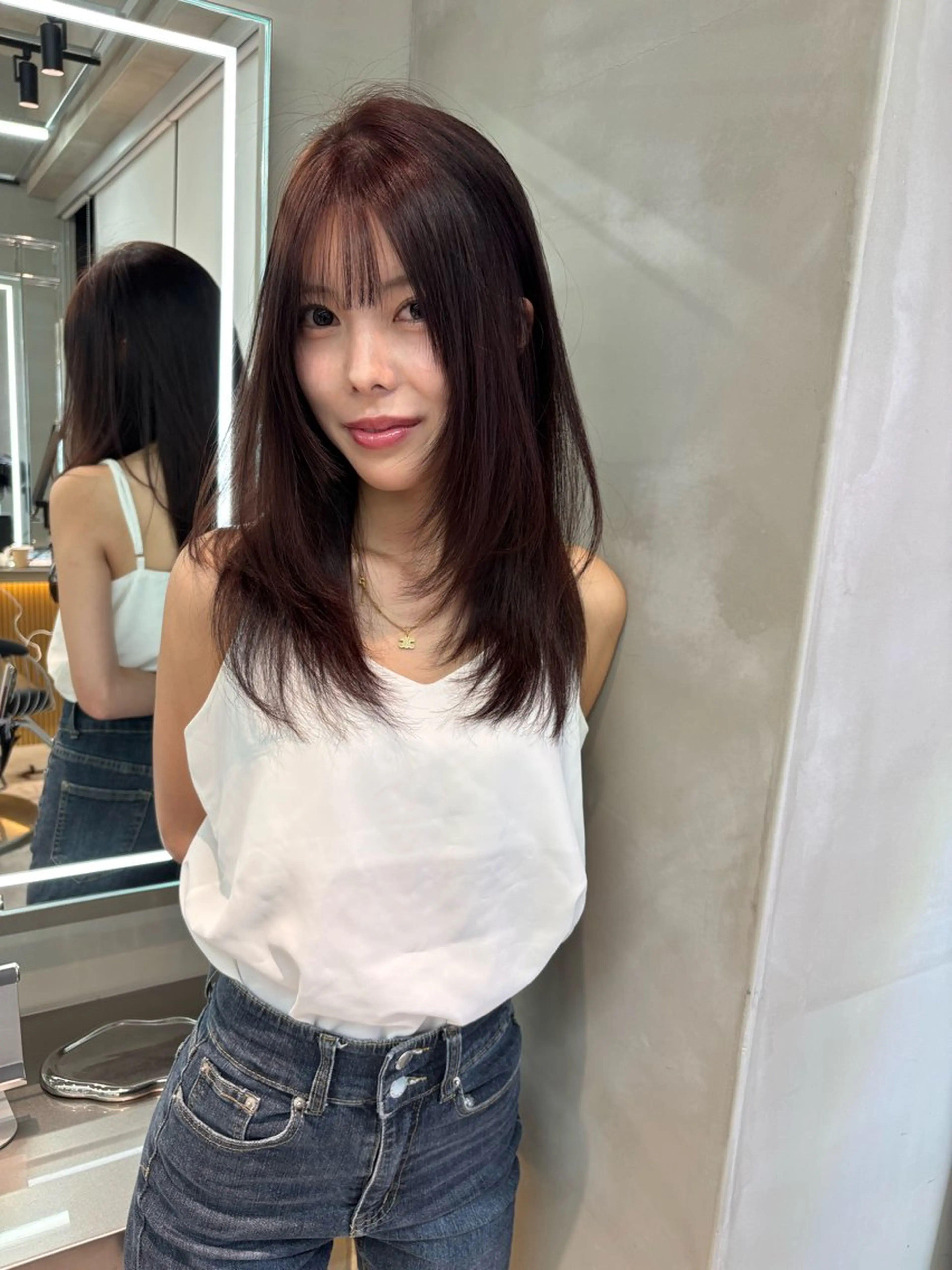 ミディアム カラー 髪質改善 レイヤーカット 縮毛矯正 【美髪矯正) 吉村　清志のヘアスタイル