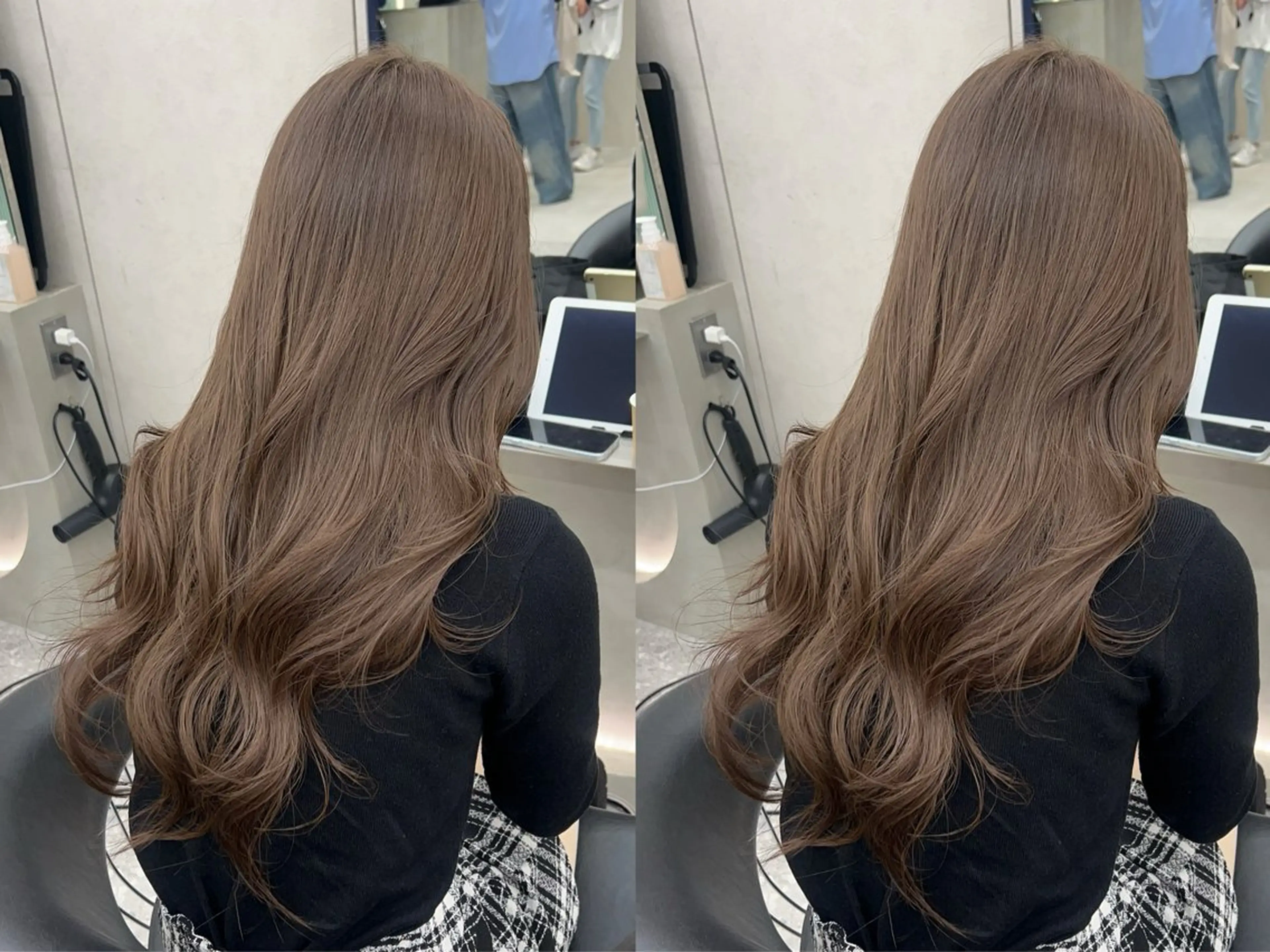 ミディアム カラー ヘアアレンジ カット ヘアカラー ふみか🎀 ベージュカラーのヘアスタイル