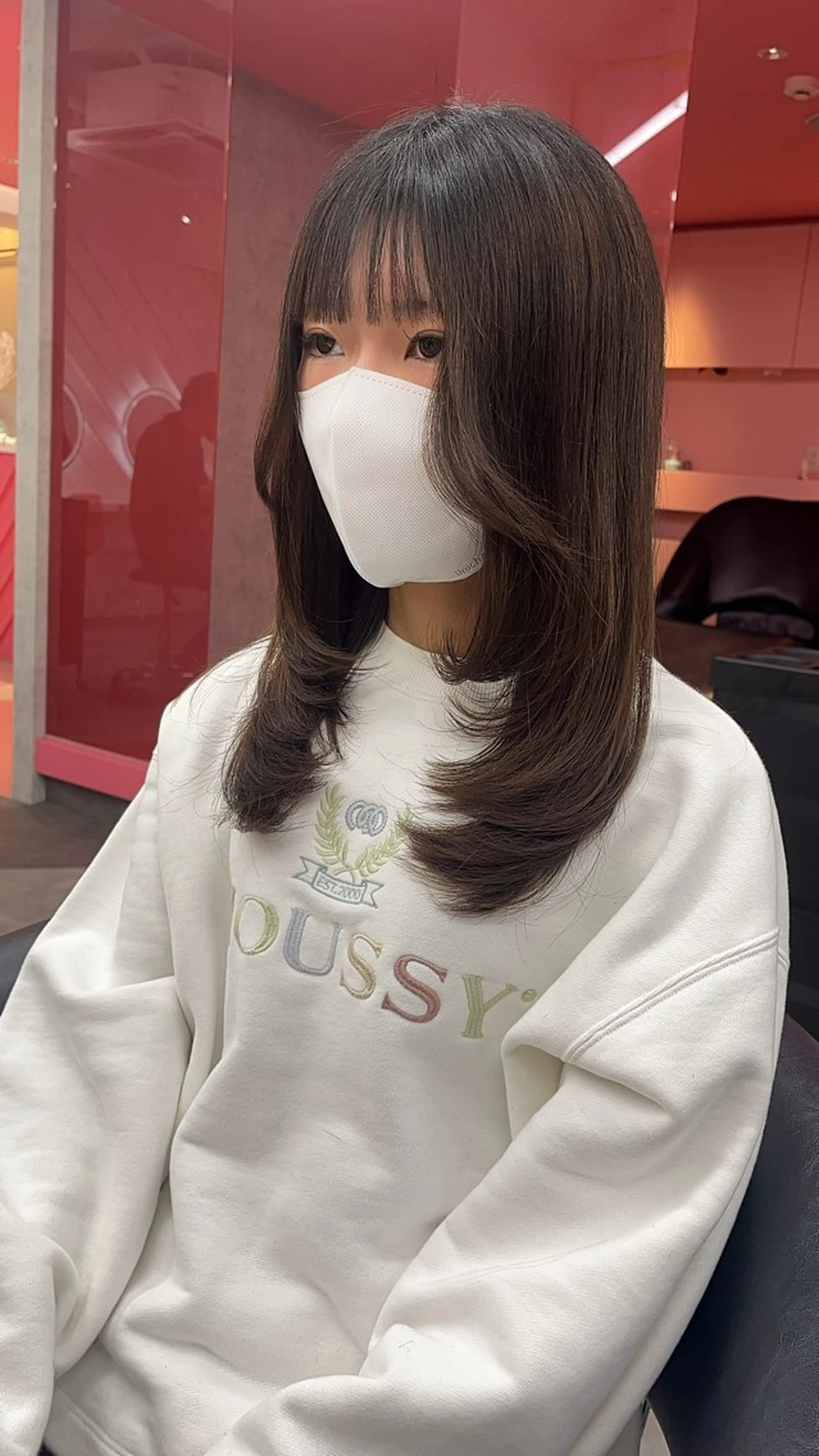 ミディアム 山崎/韓国縮毛矯正 レイヤー髪質改善のヘアスタイル