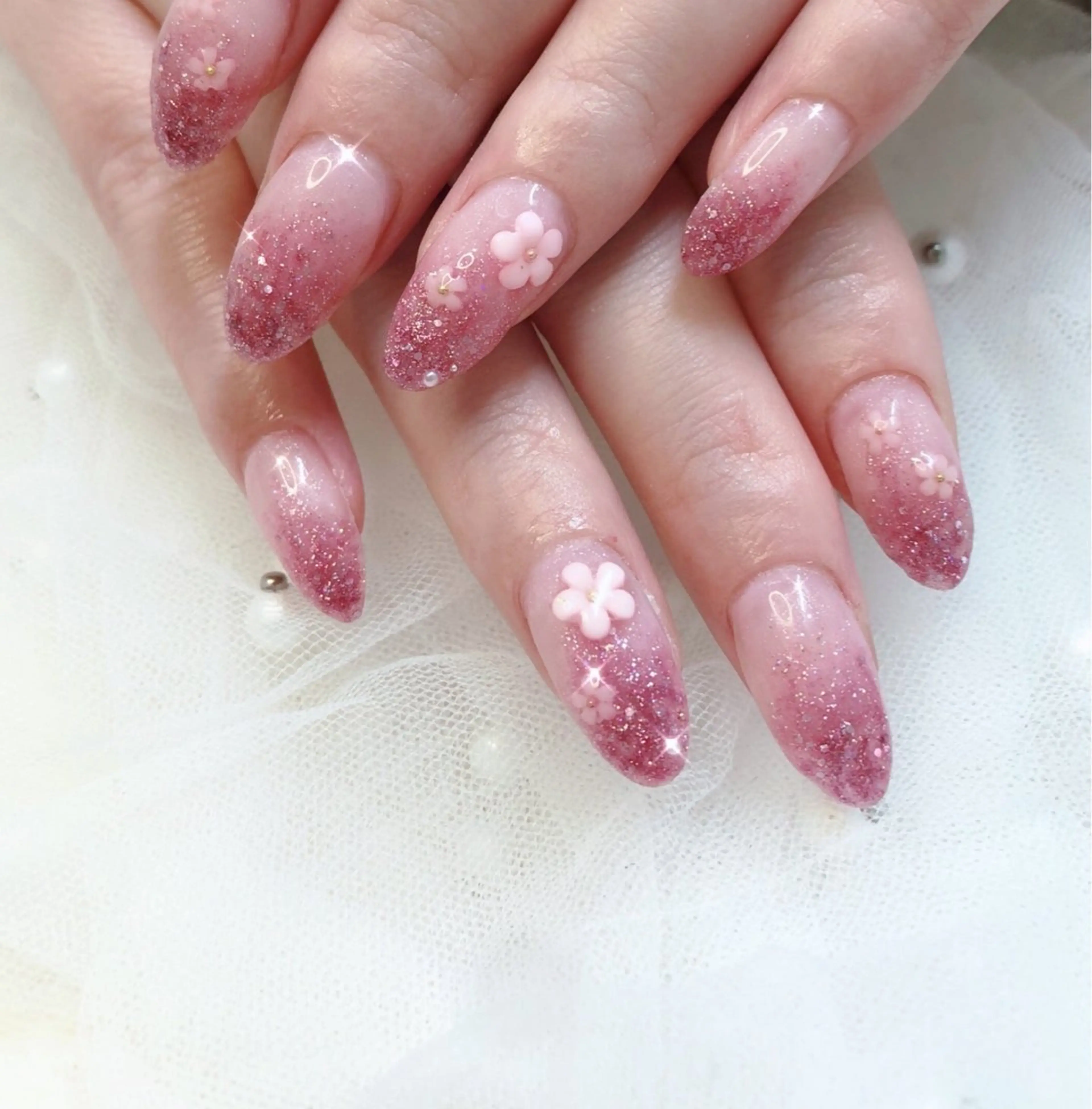 ネイル フレンチネイル ジェルネイル ガラスフレンチ グラデーション 韓国ネイル 大門浜松町 ネイルのネイルデザイン