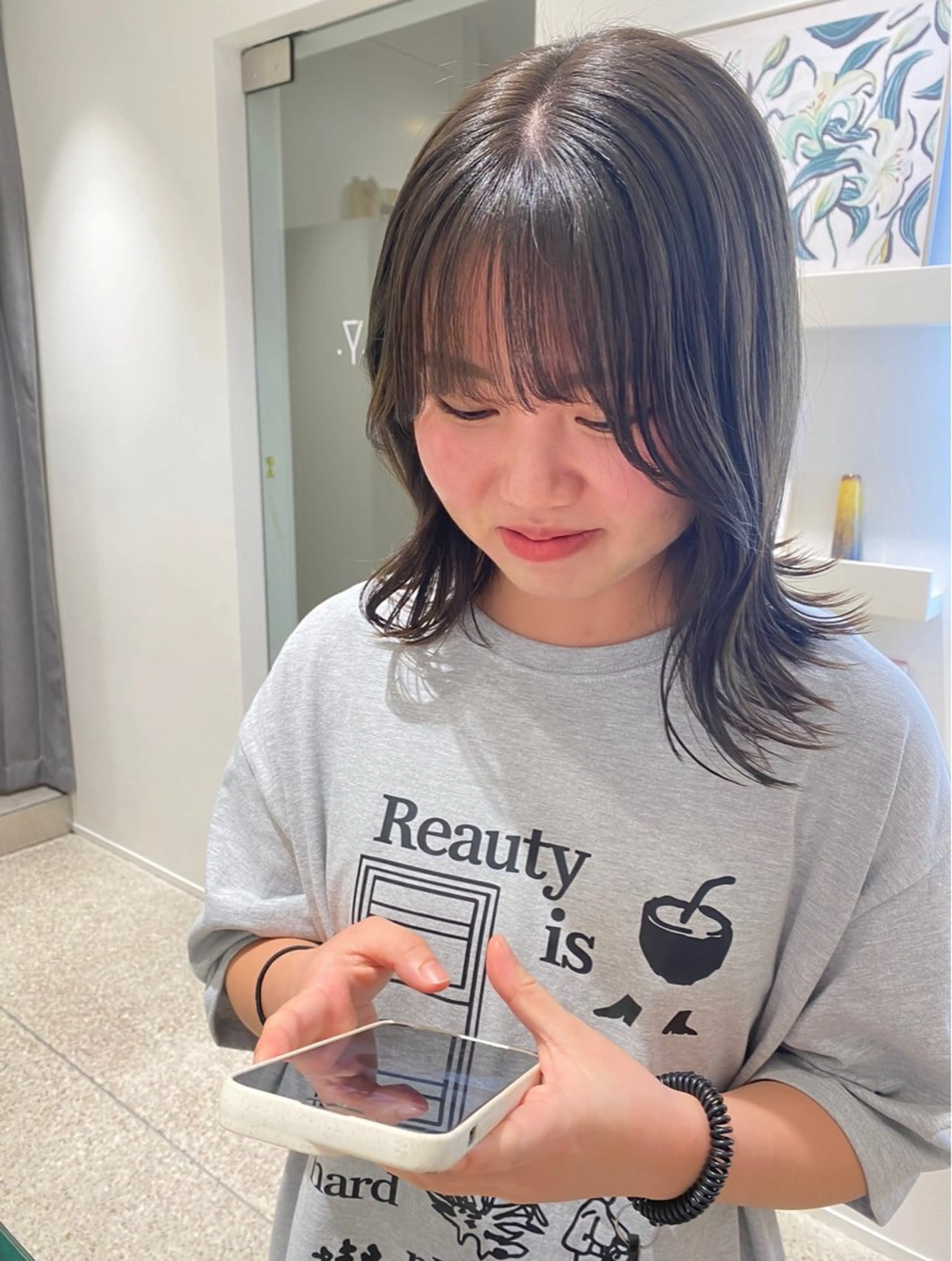 ミディアム カラー ベージュカラー オリーブベージュ 🫶MIYAZATO RAN🫶のヘアスタイル