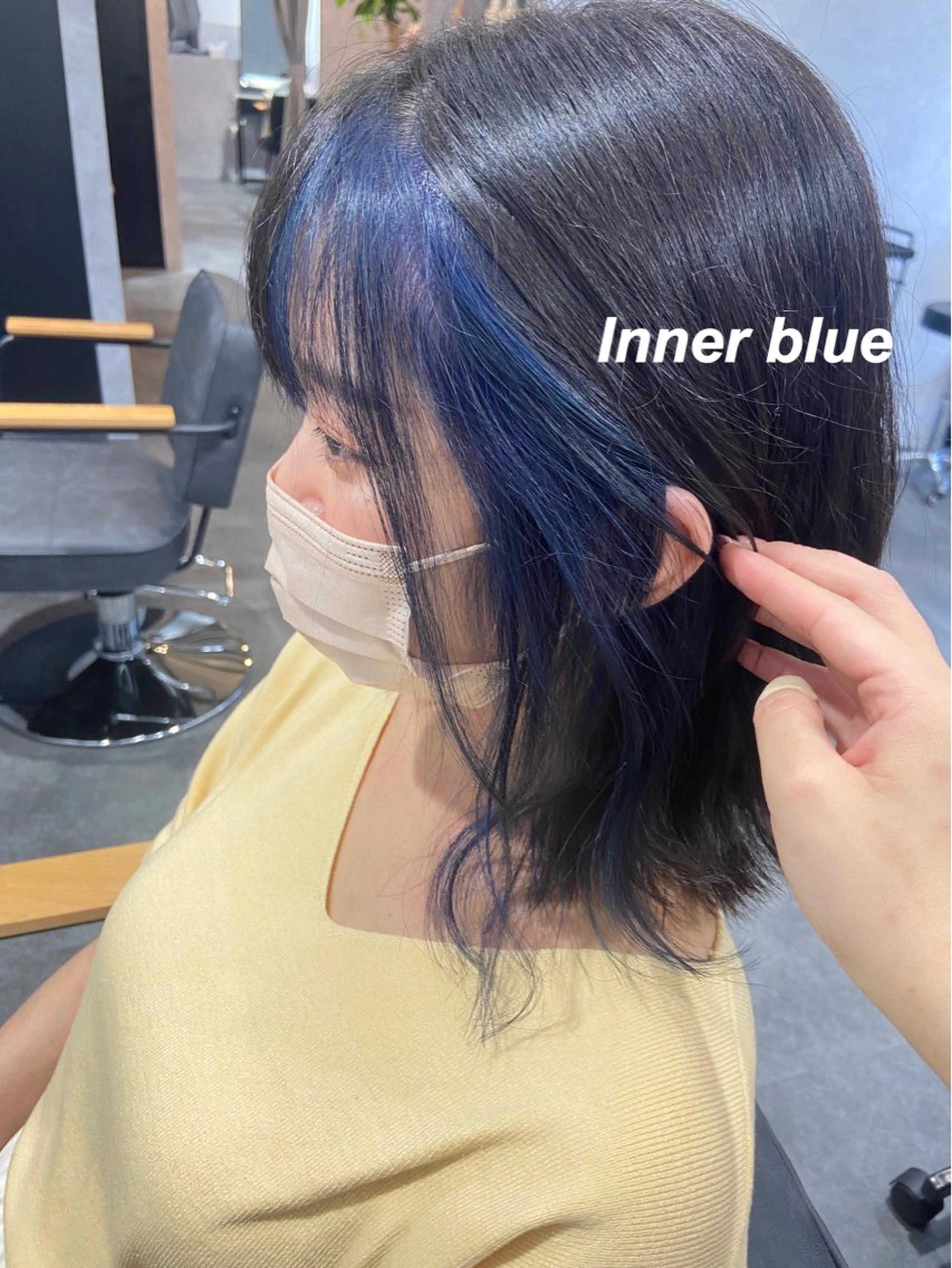 ミディアム カラー ブルーカラー カット ヘアカラー プルエクステ/インナ ーカラー🦊はるなのヘアスタイル