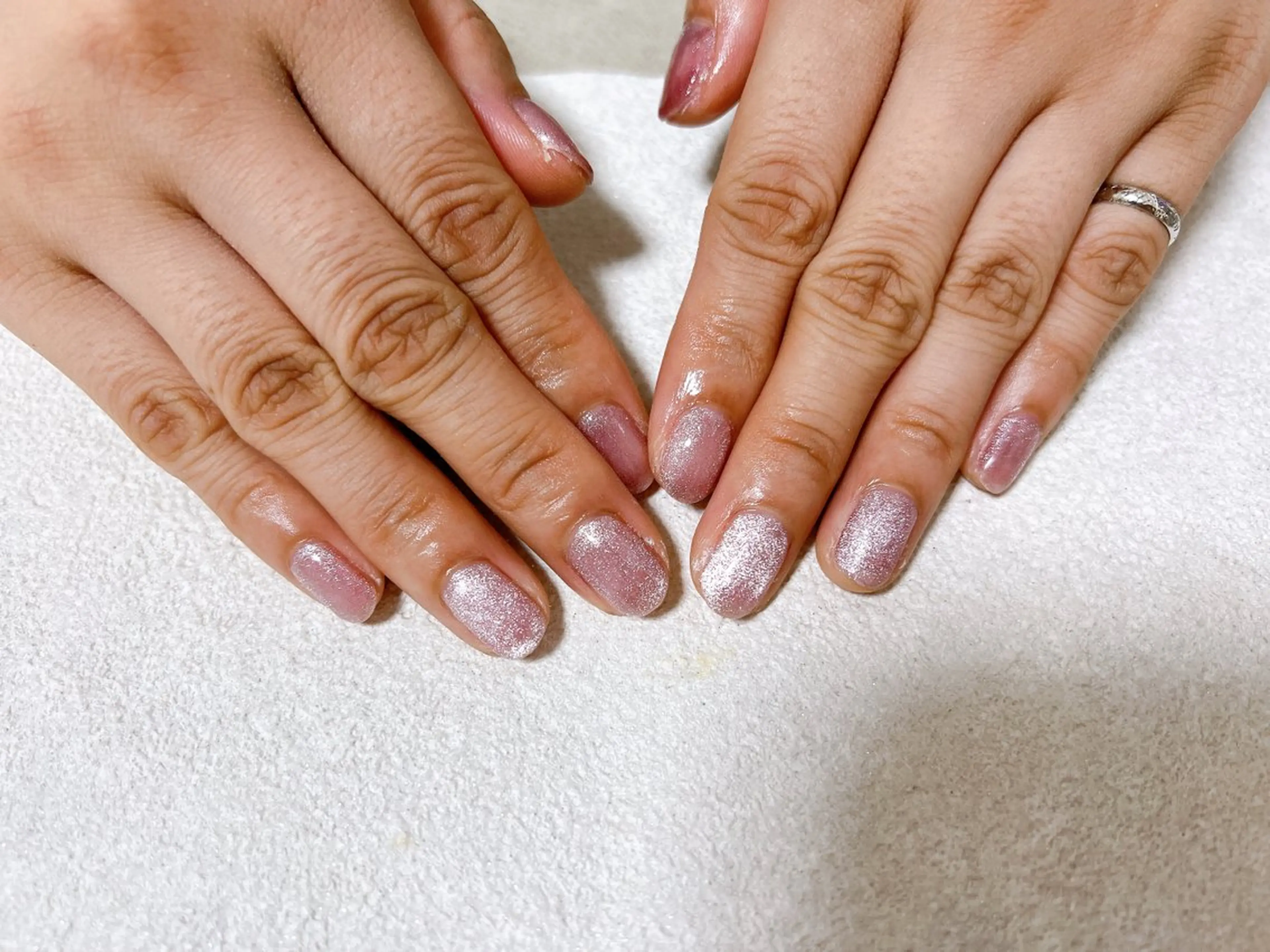 ネイル オーロラネイル フットネイル フレンチネイル ジェルネイル 韓国ネイル Mogu nail 二子玉川のネイルデザイン