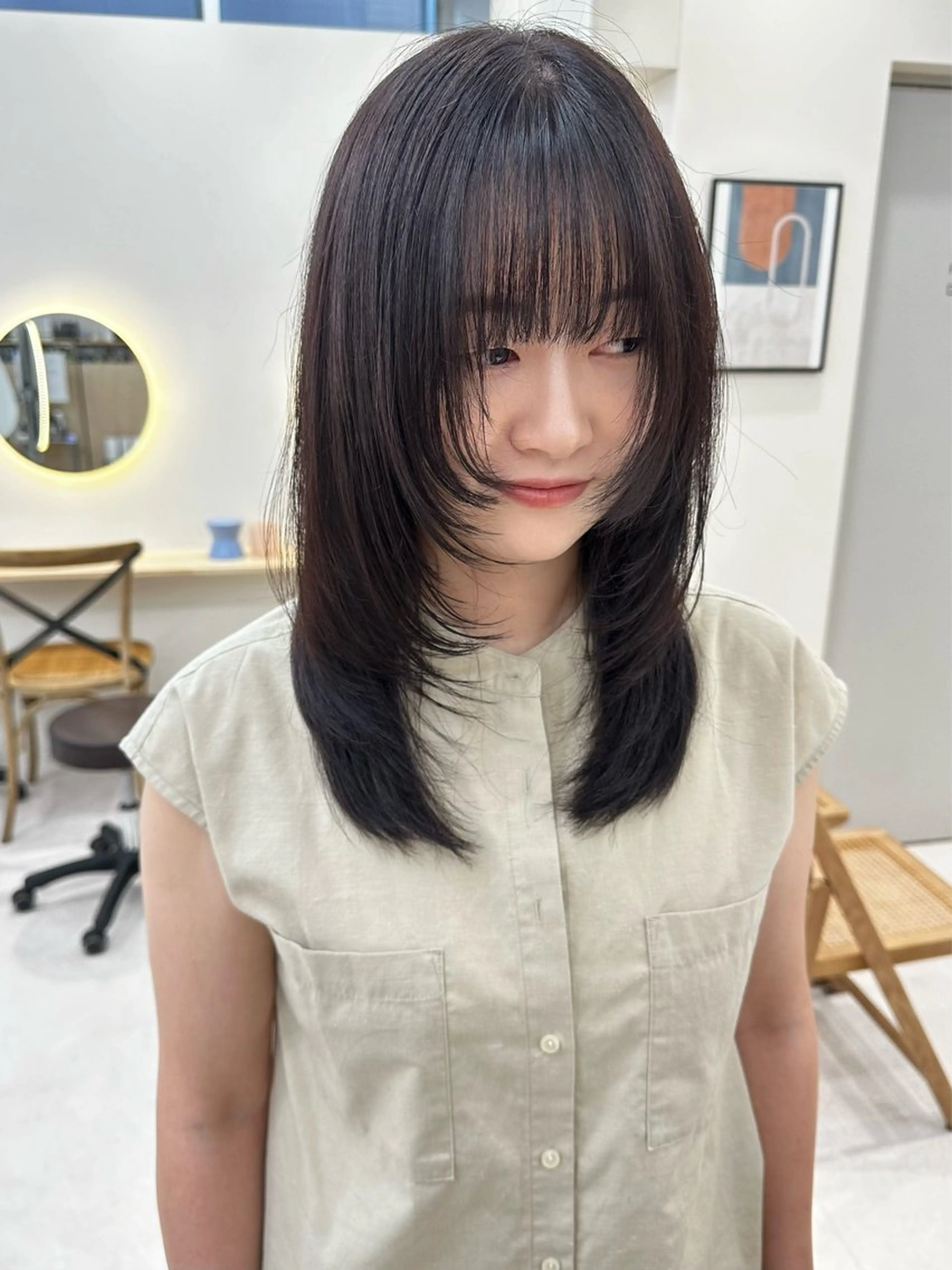 ミディアム カラー カット ヘアカラー トリートメント 🪭risa 暖色/レイヤー🪭のヘアスタイル
