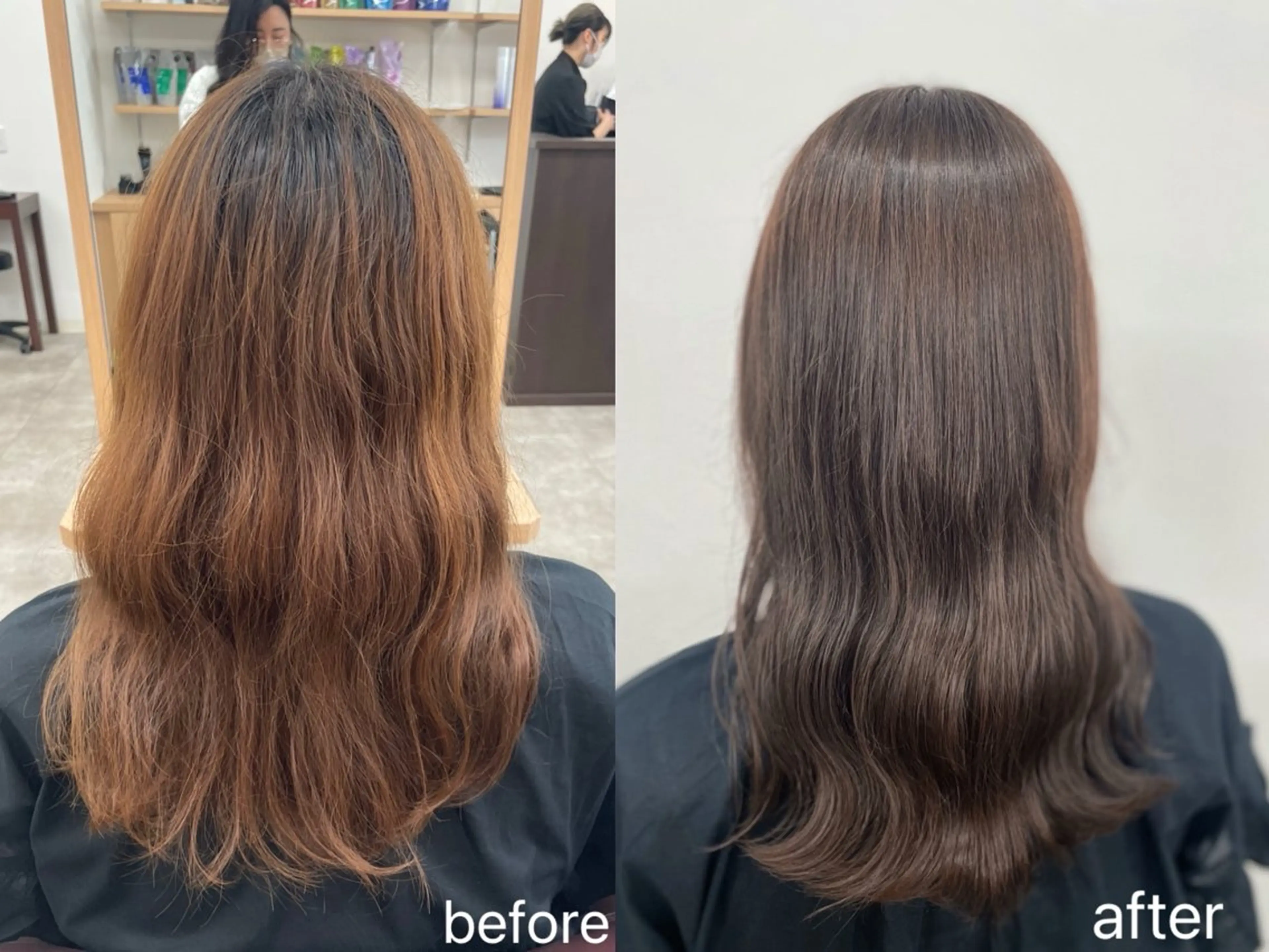 セミロング ヘアカラー 佐藤 なつののヘアスタイル