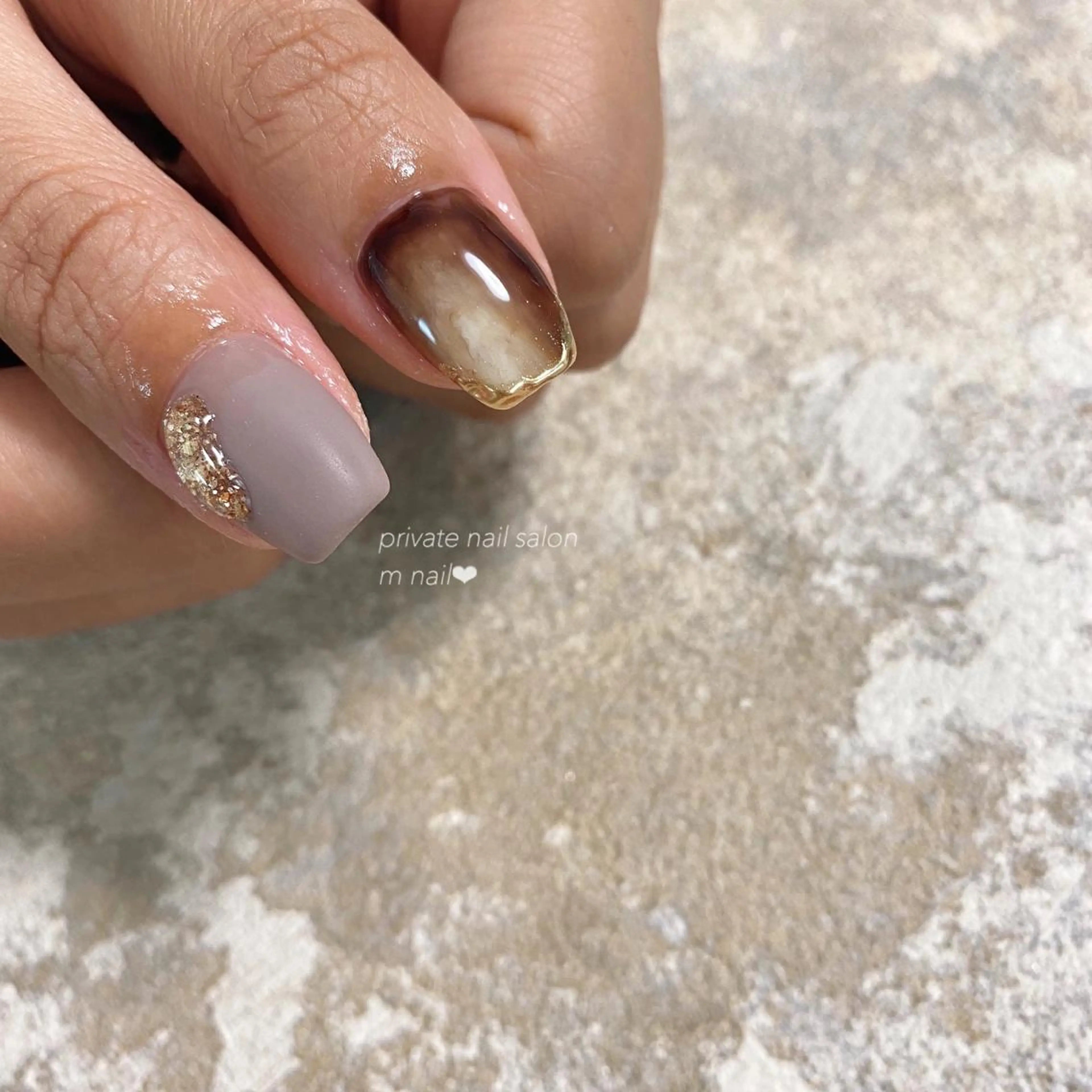 ネイル ブラウン ハンドネイル 小河原 舞のネイルデザイン