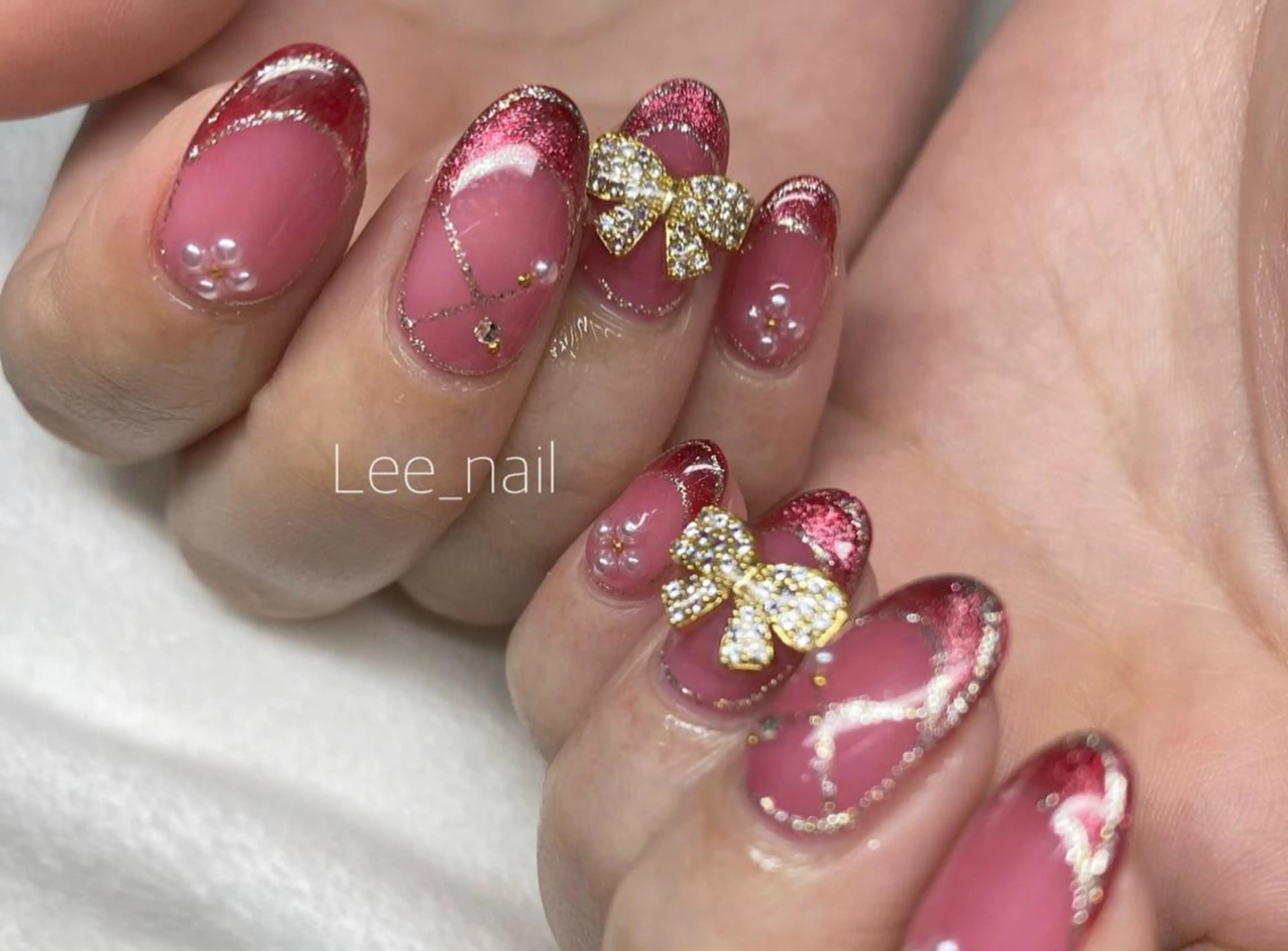 ネイル フレンチネイル マグネットネイル マグネットフレンチ ハンドネイル Lee_ nailのネイルデザイン