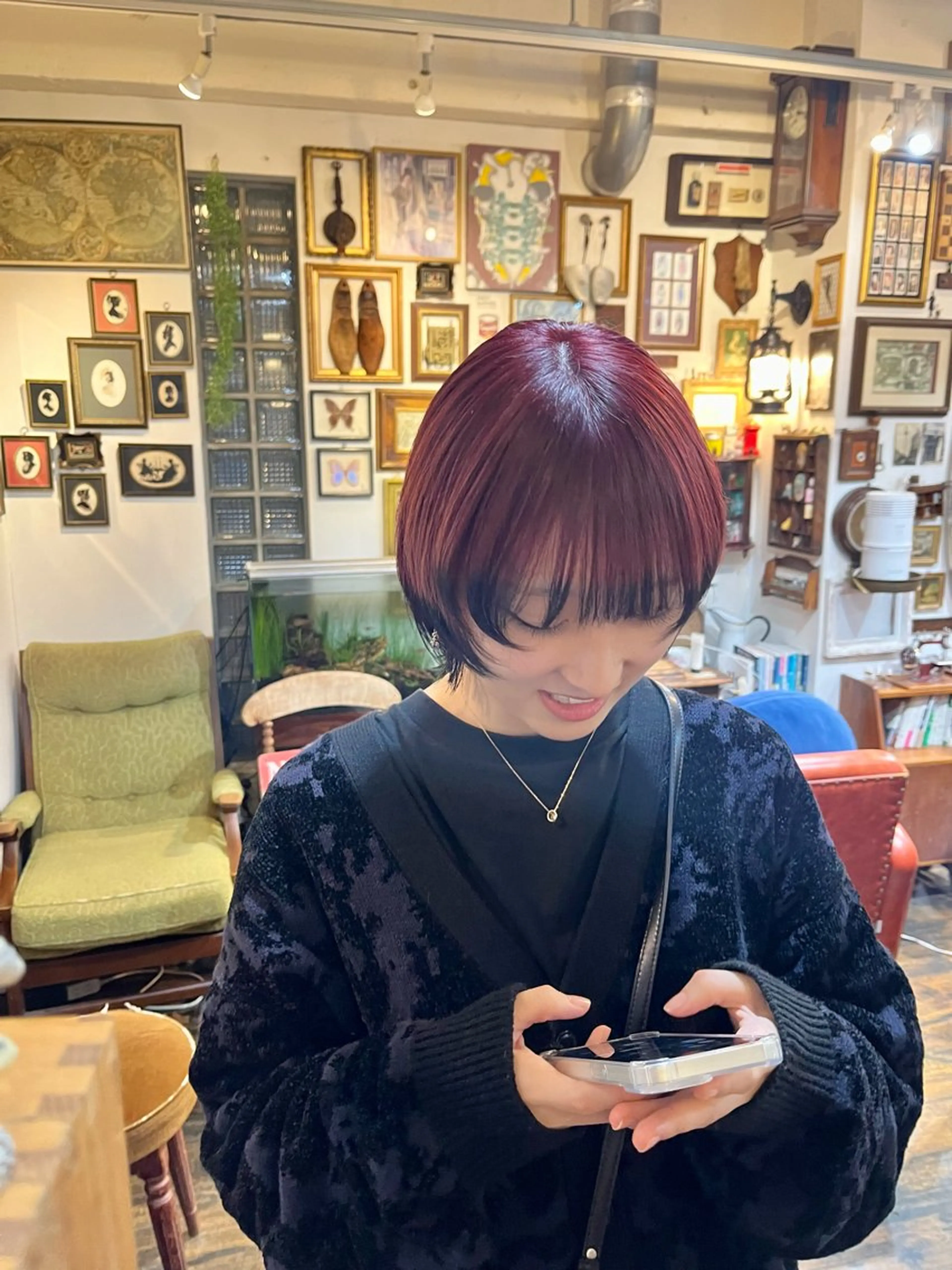 ショート カラー ダブルカラー ウルフカット カット ヘアカラー トリートメント ヘッドスパ 抜け感パーマ/ 顔まわり/緒方椋のヘアスタイル