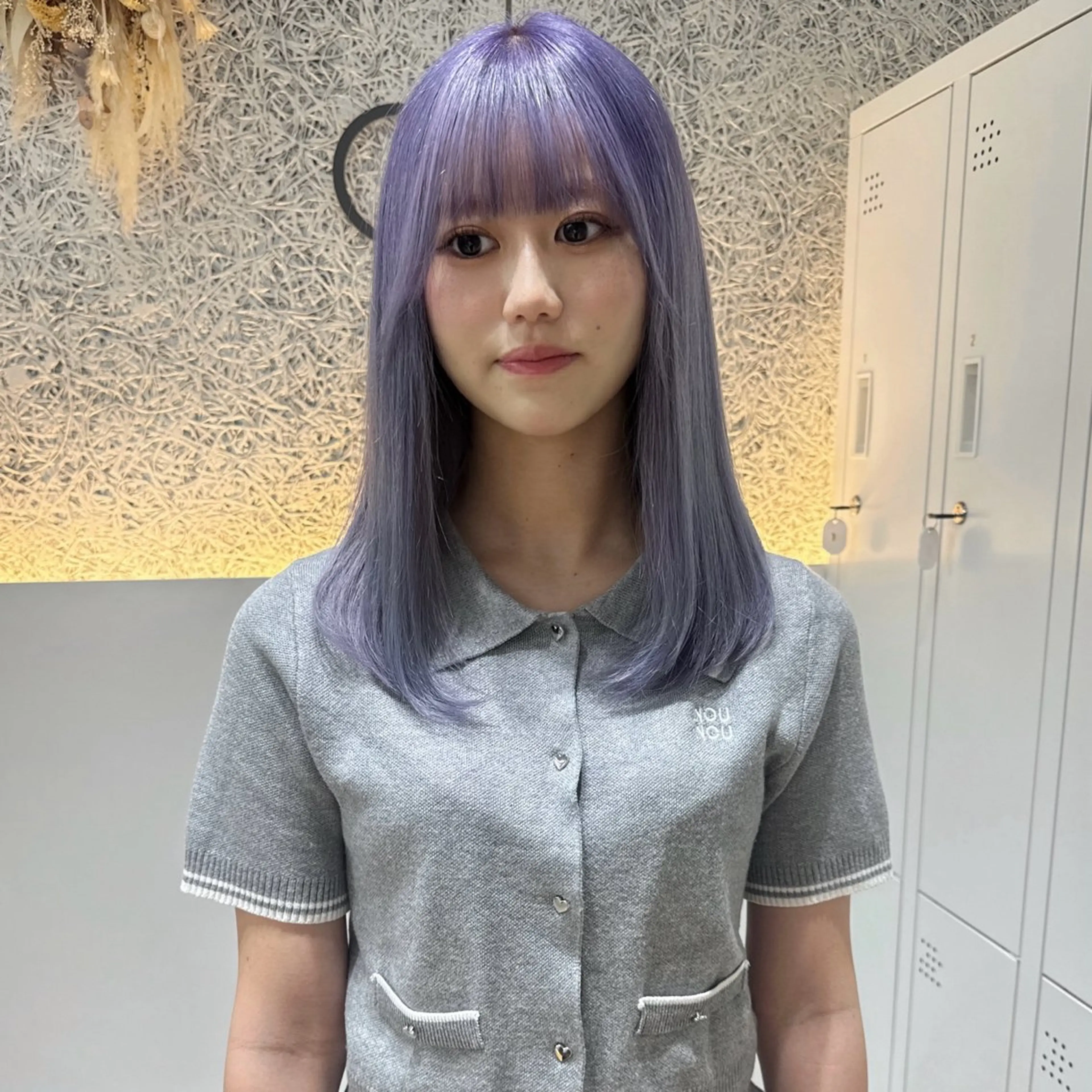 セミロング カラー ブリーチ パープルカラー ヘアカラー トリートメント 🌱ブリーチ・透明感 カラー/mapi🦭のヘアスタイル