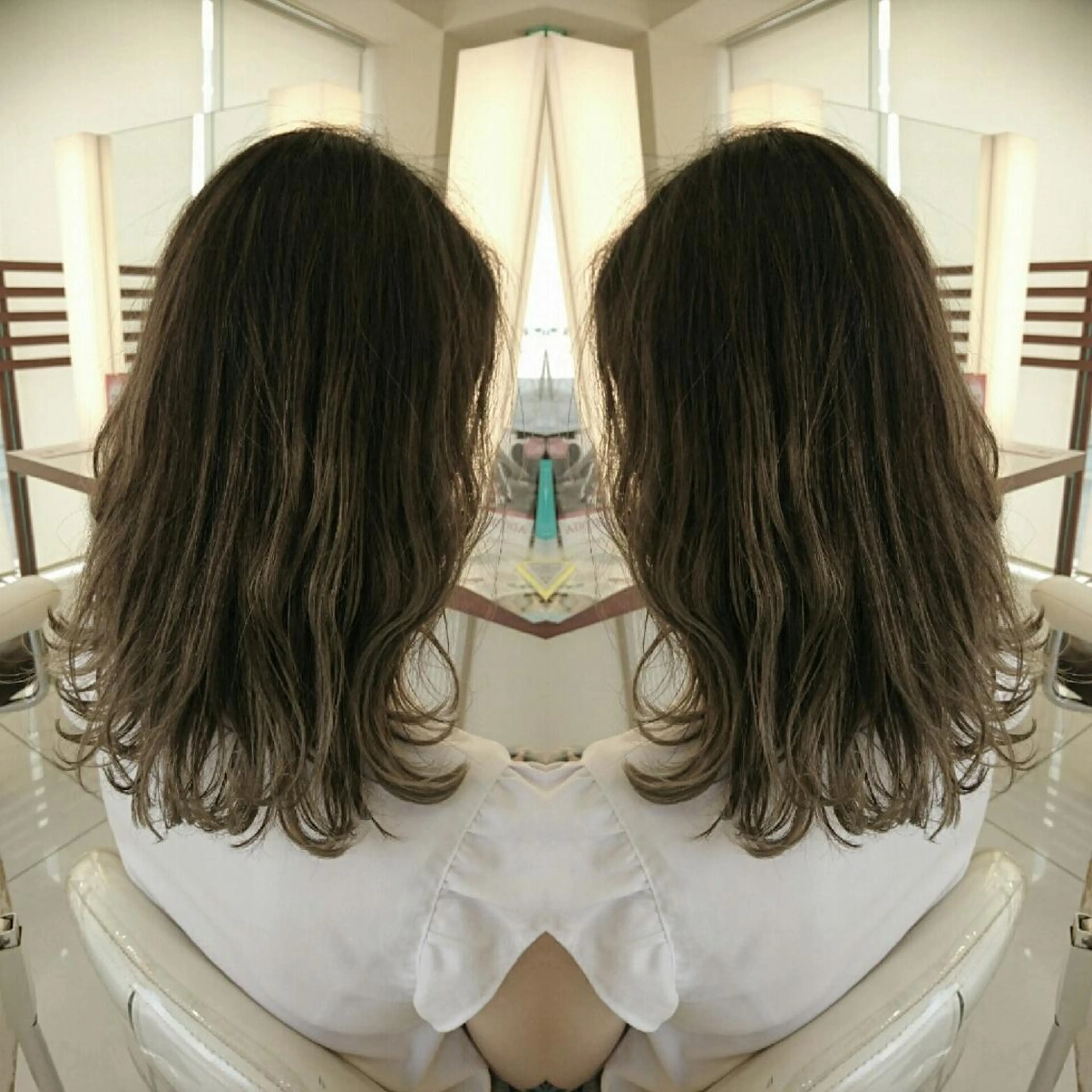 ミディアム カラー アッシュ ベージュカラー 面谷 一光のヘアスタイル