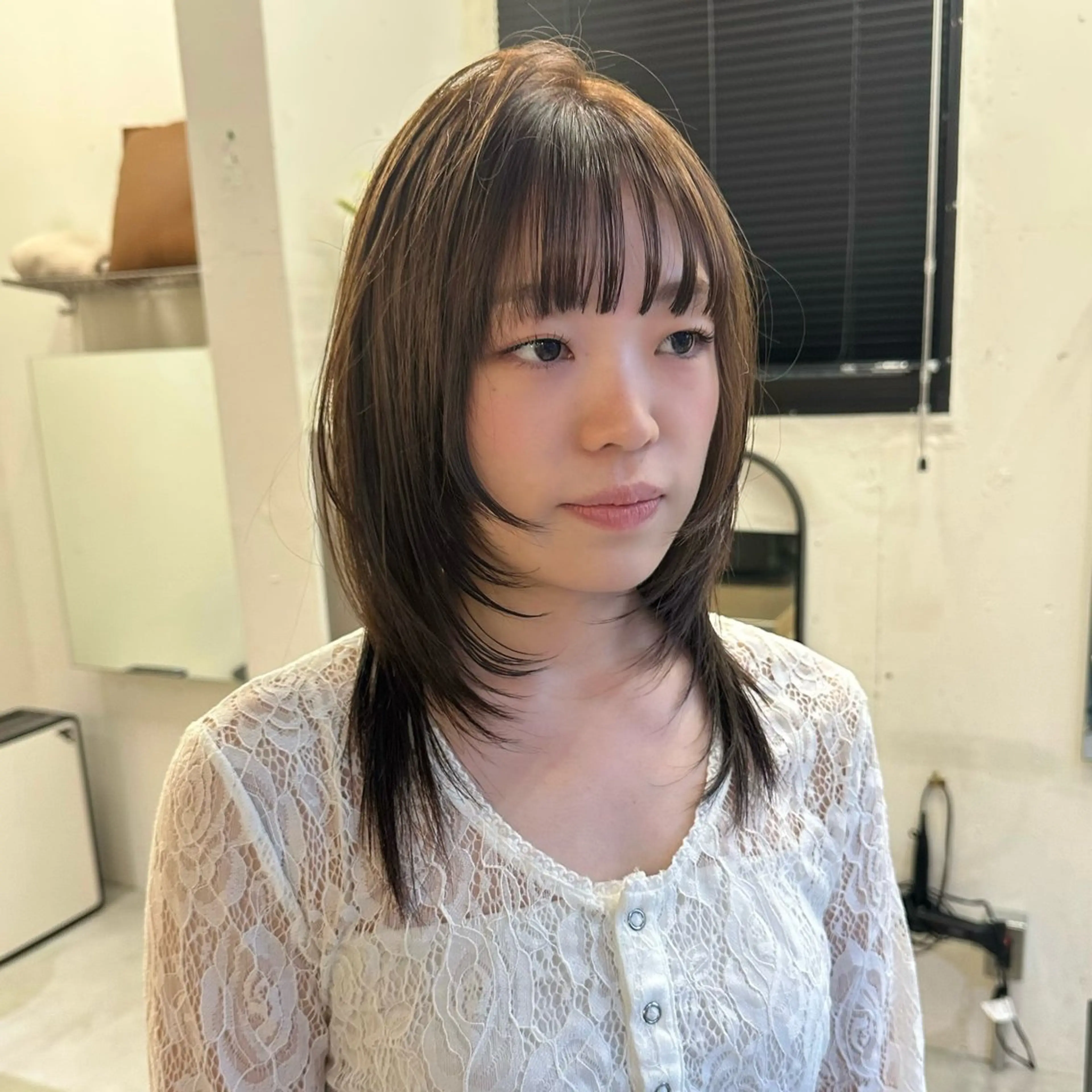 ミディアム カラー ハッシュカット カット ヘアカラー 東京 千駄ヶ谷🫧 hiyori🫧のヘアスタイル